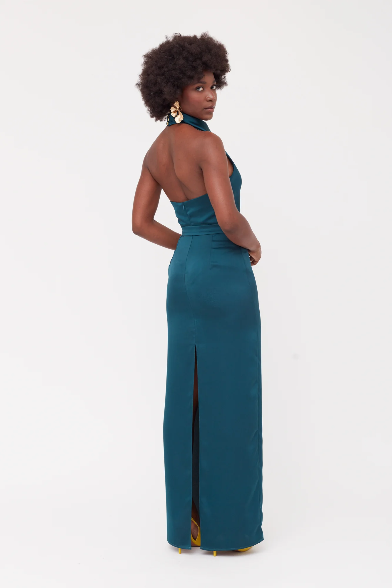 CASANDRA Blue Maxi Evening Dress With Cowl Neck - Image 8