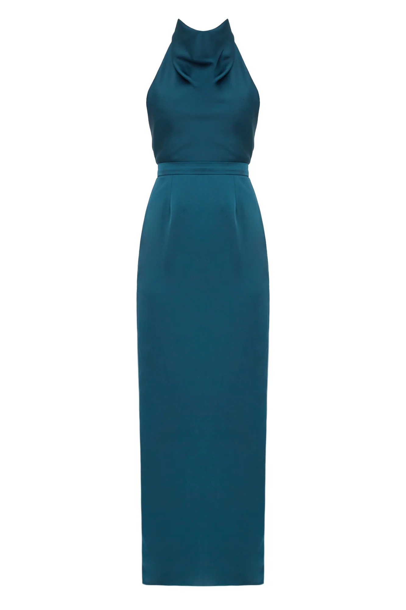 CASANDRA Blue Maxi Evening Dress With Cowl Neck - Image 9