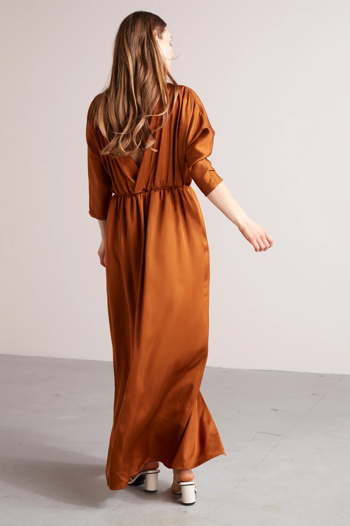 CECILIA oversized kimono sleeve maxi dress in bronze - Image 4