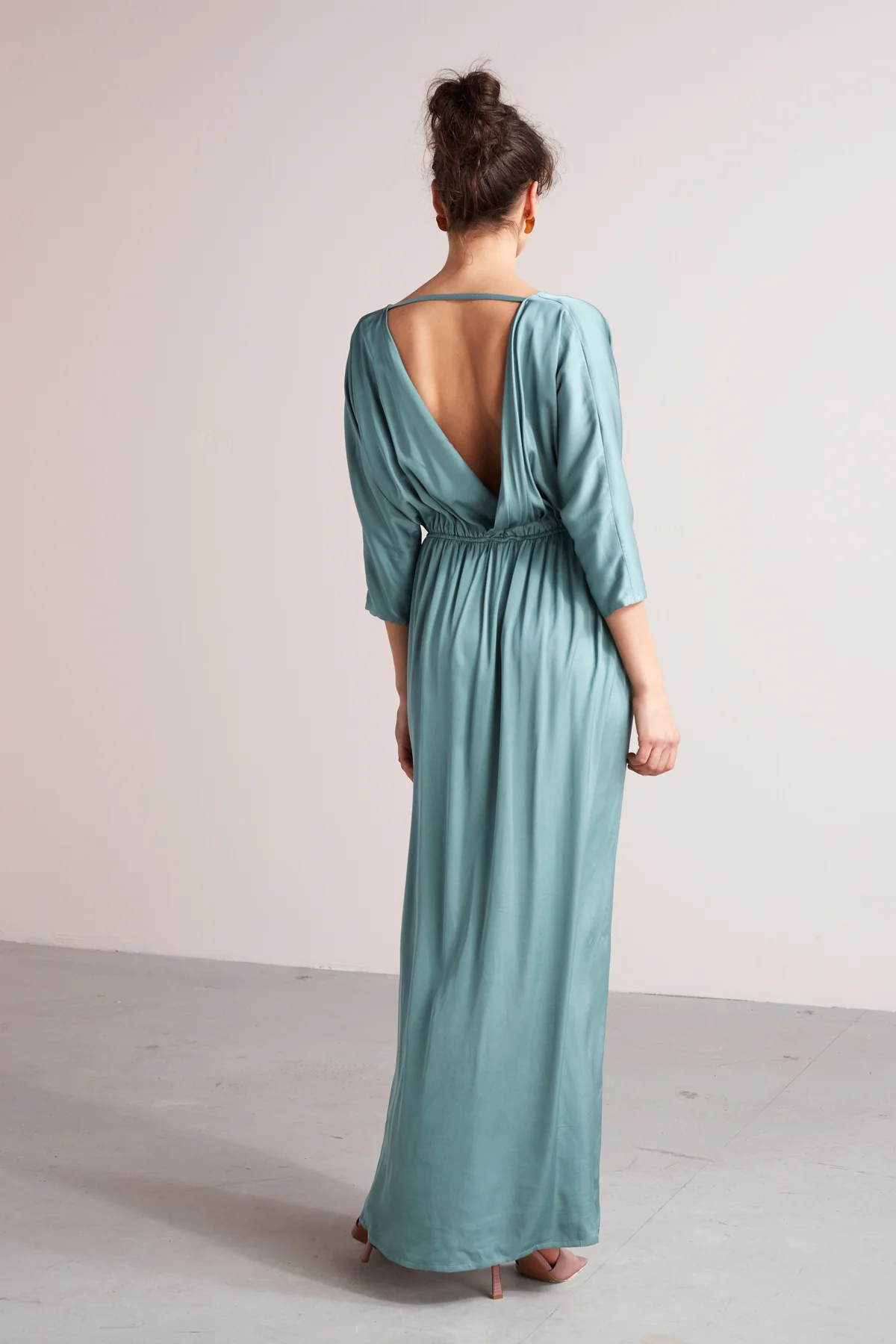 CECILIA oversized kimono sleeve maxi dress in dusty blue - Image 2
