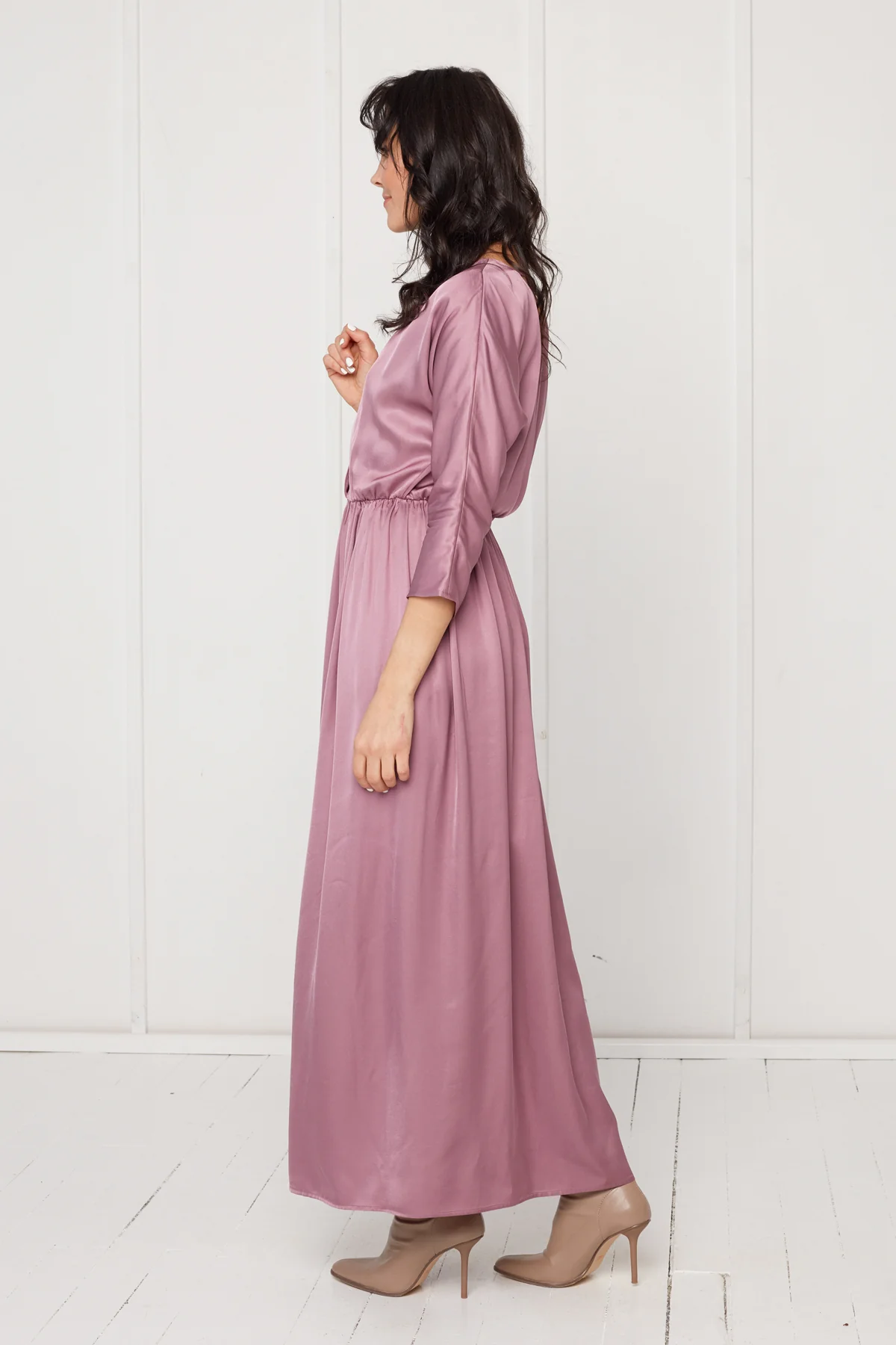 CECILIA oversized kimono sleeve maxi dress in purple - Image 4