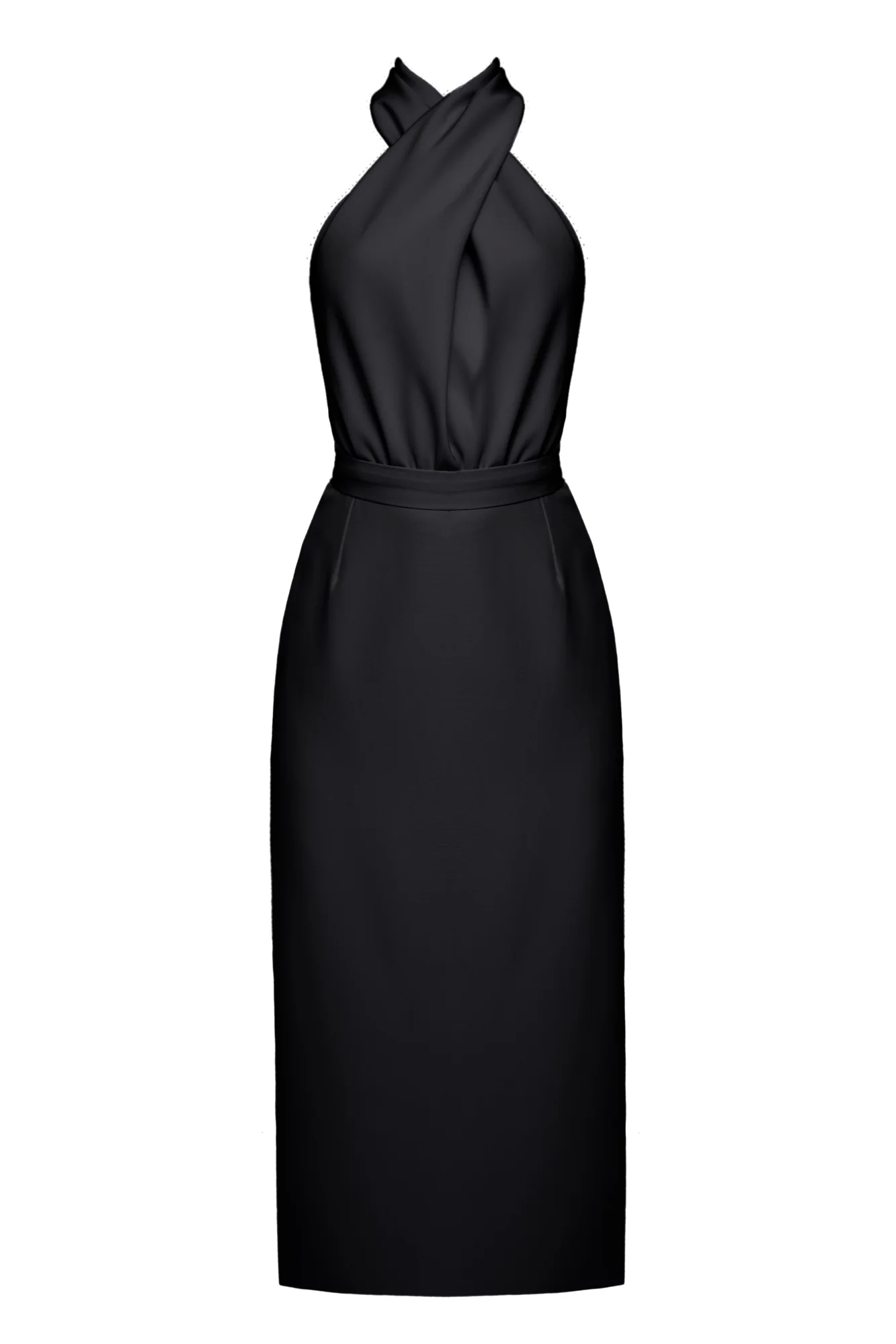 CELIA black X neck midi party dress - Image 7