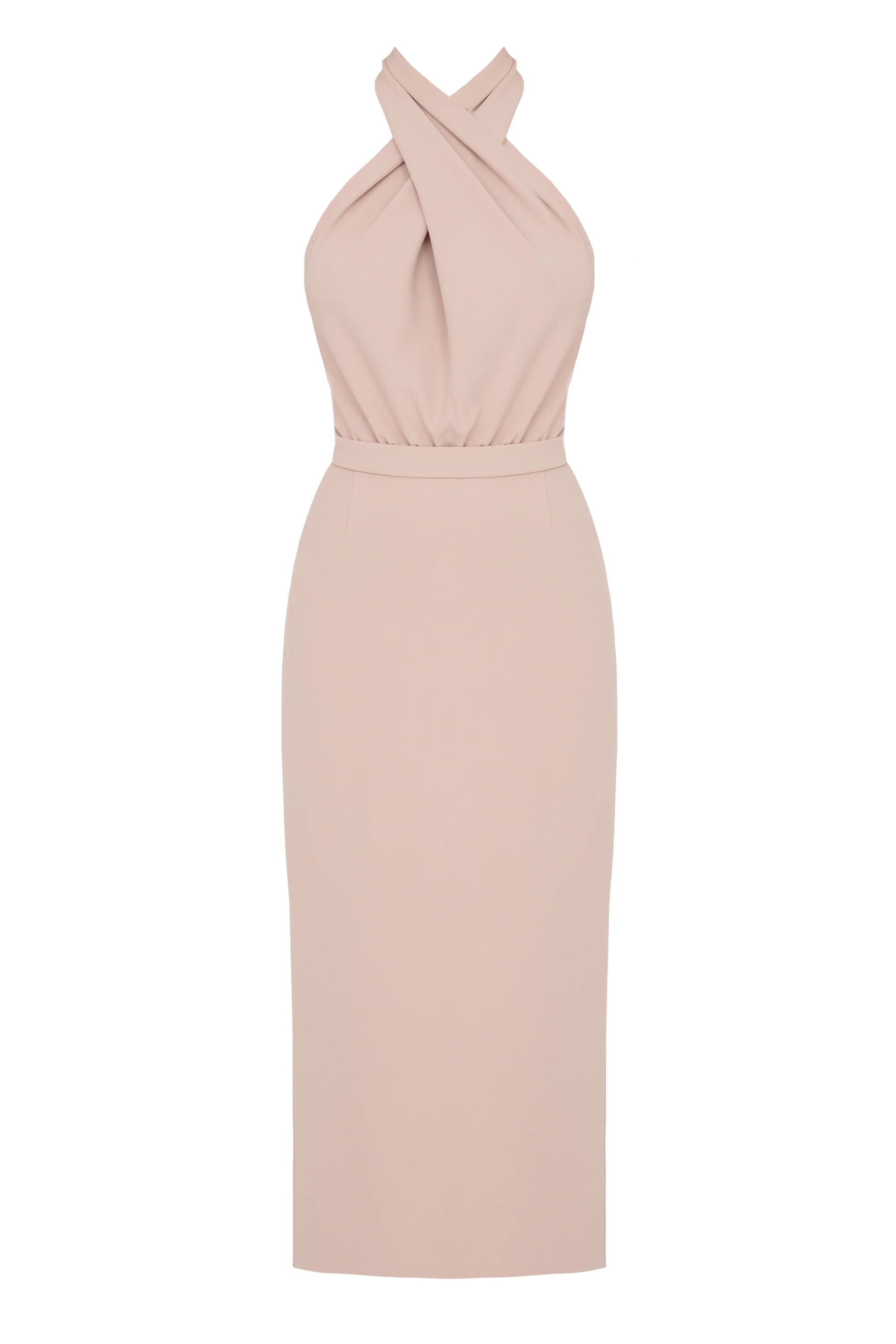 CELIA dusty pink halter neck midi dress - Image 6