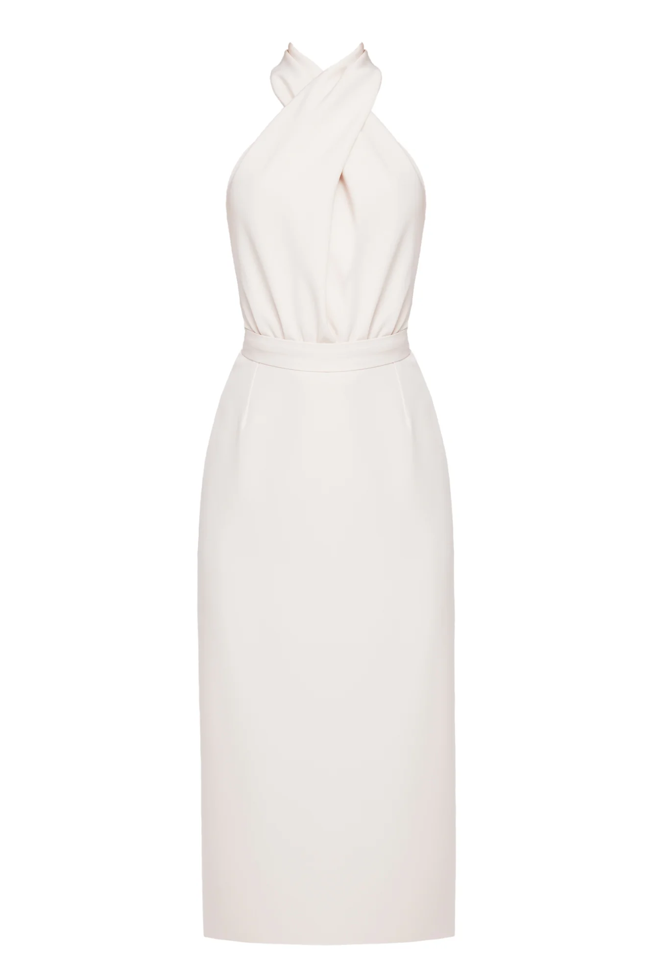 CELIA pastel cream X neck midi dress - Image 5