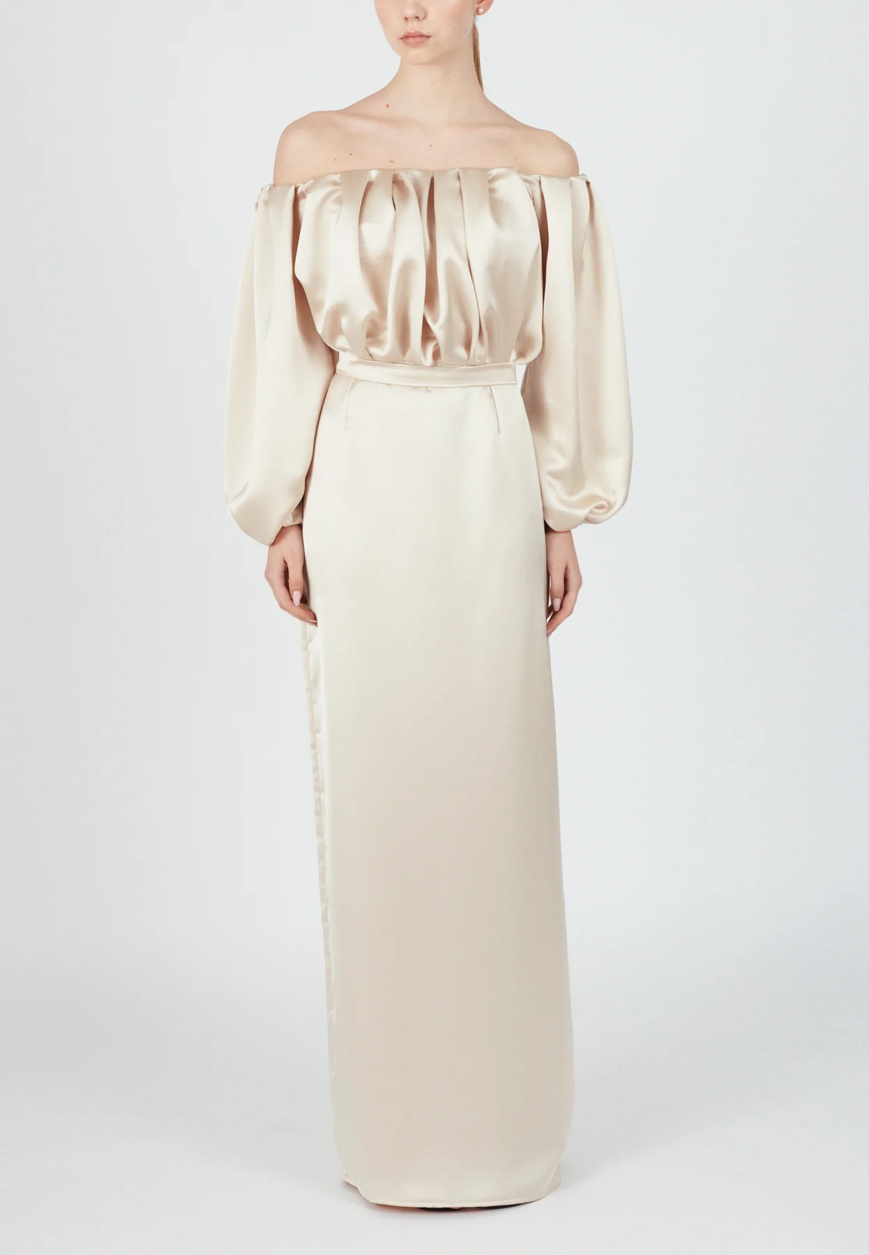 ALICE beige long off shoulder dress - Image 7