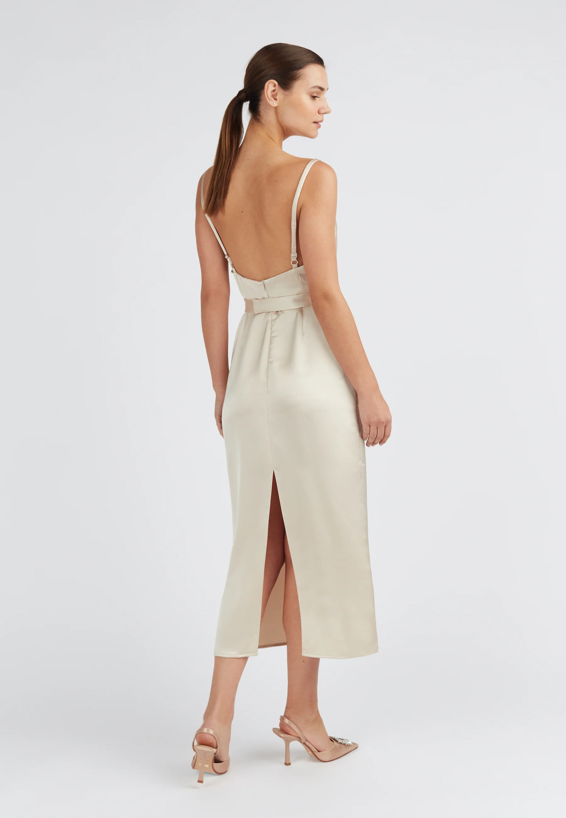 KAMEA champagne satin cocktail dress - Image 11