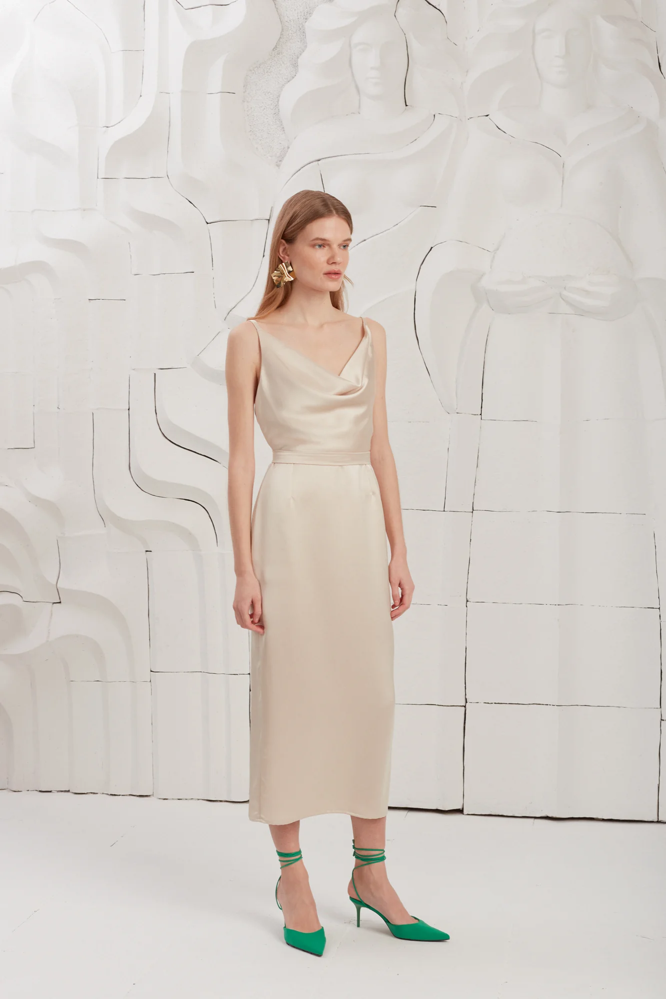 KAMEA champagne satin cocktail dress - Image 3