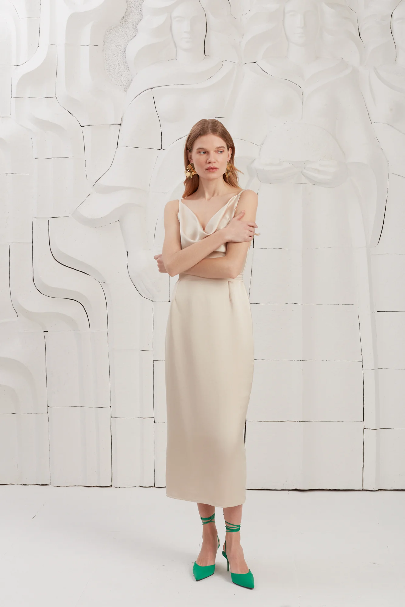 KAMEA champagne satin cocktail dress - Image 6