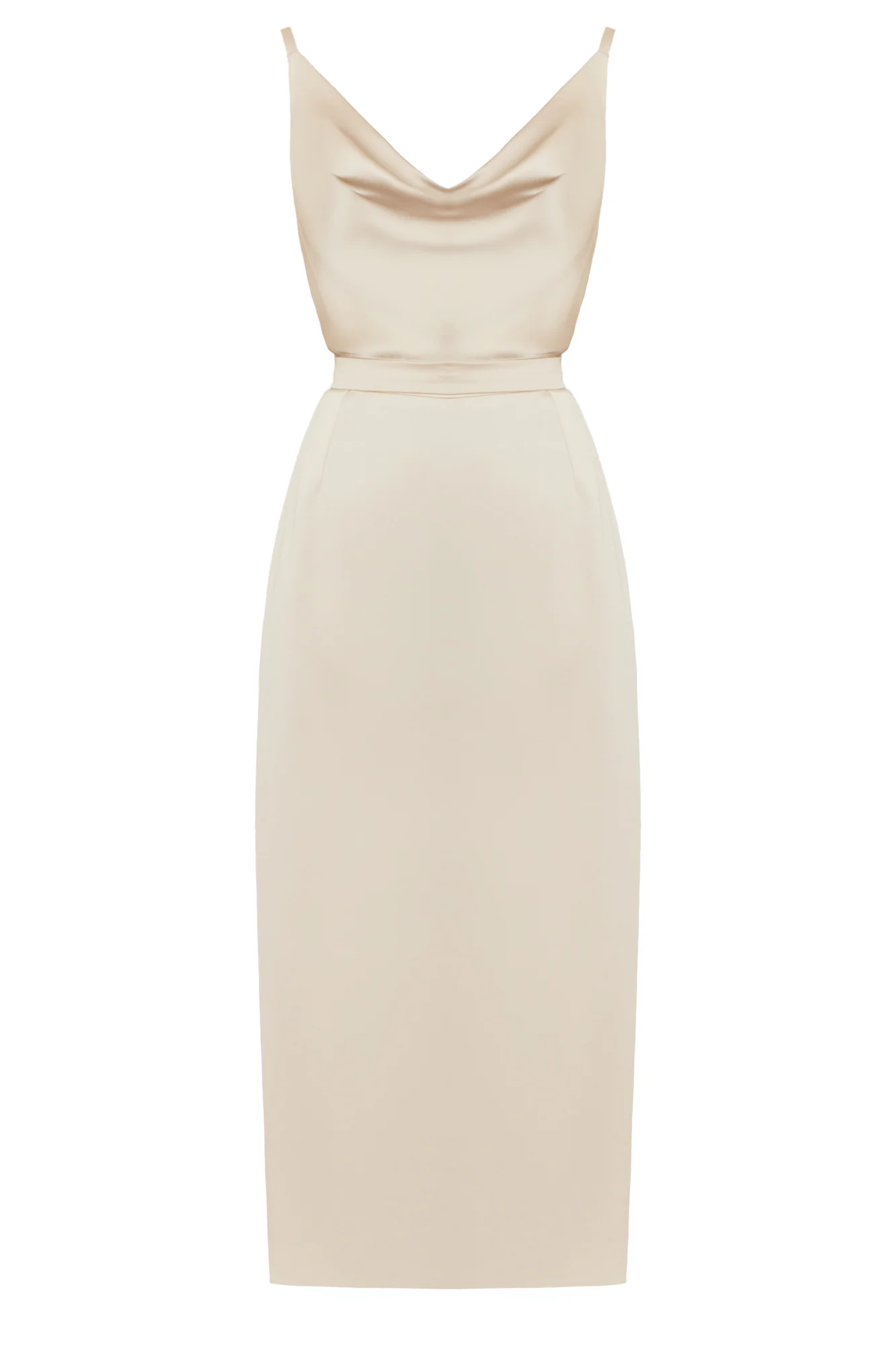 KAMEA champagne satin cocktail dress - Image 8