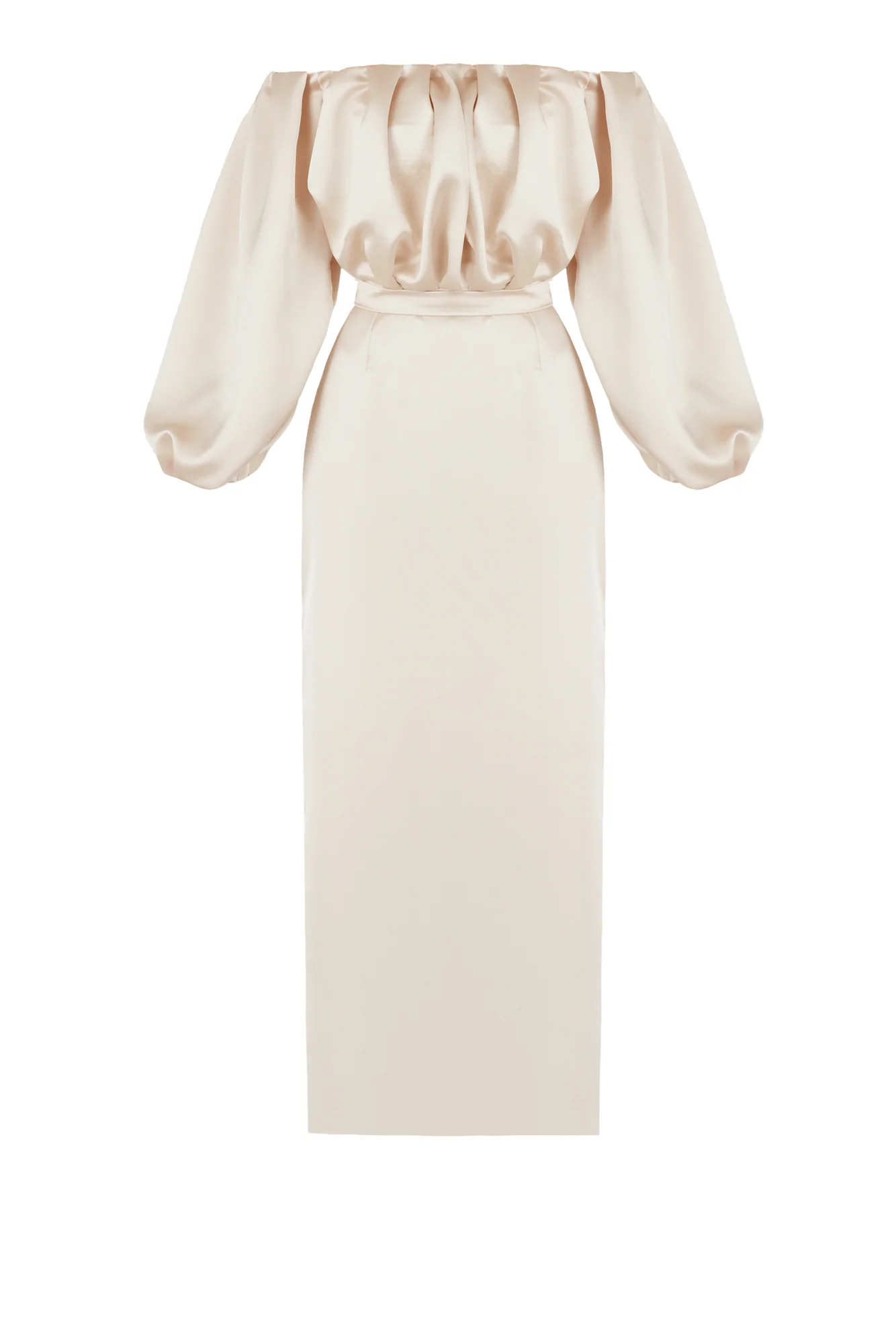 ALYA beige off shoulder midi dress - Image 5