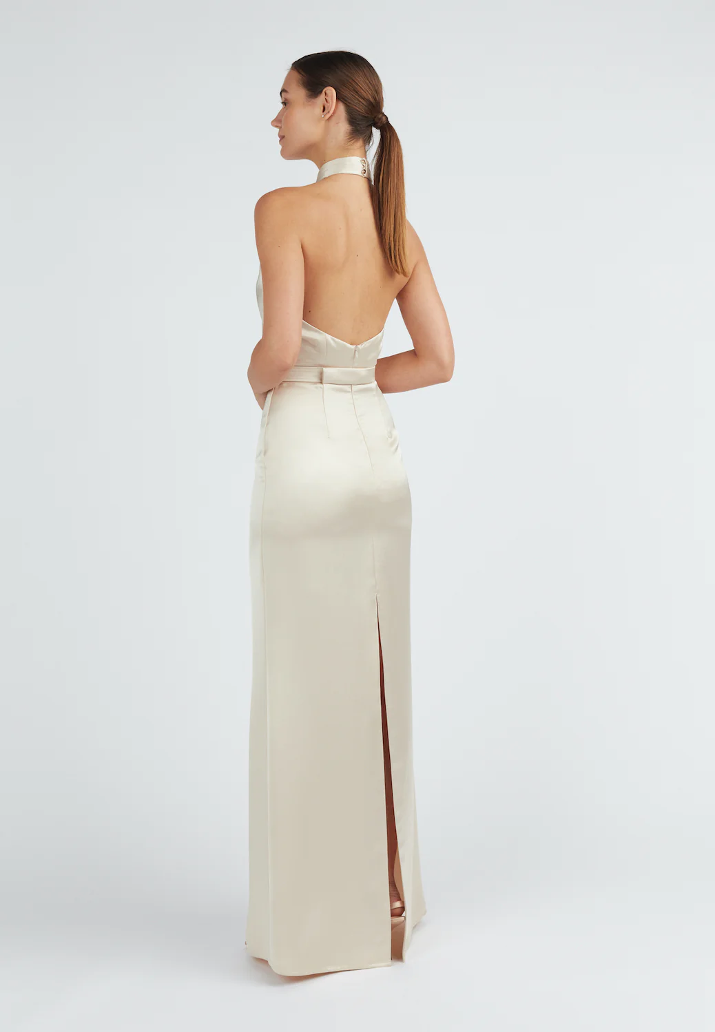 ELONA champagne satin evening maxi dress - Image 14