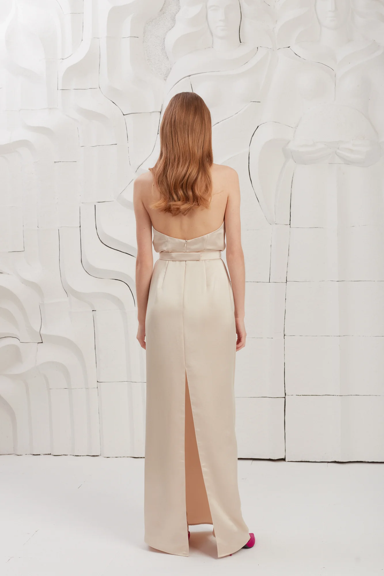 ELONA champagne satin evening maxi dress - Image 8