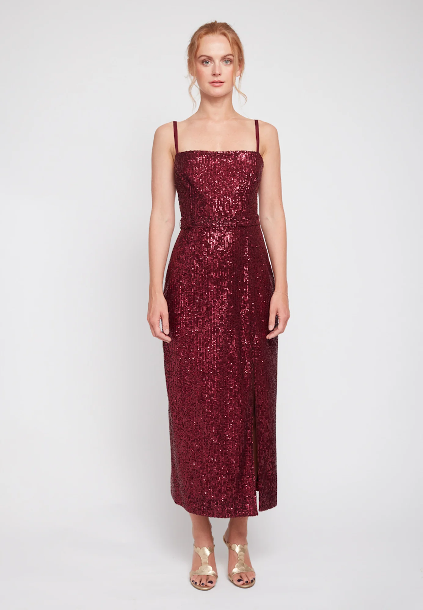CHLOE deep red sequin open back cocktail dress - Image 8