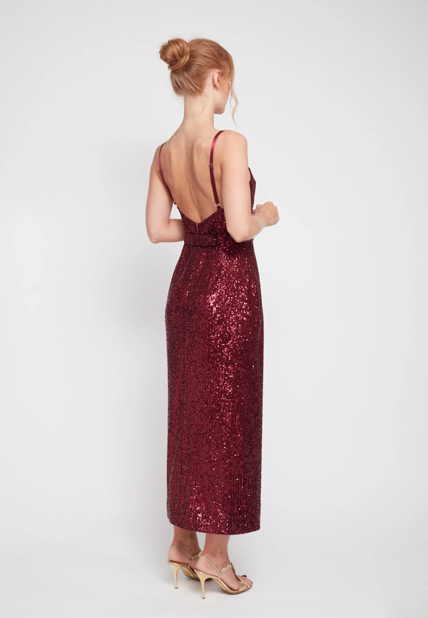 CHLOE deep red sequin open back cocktail dress - Image 9