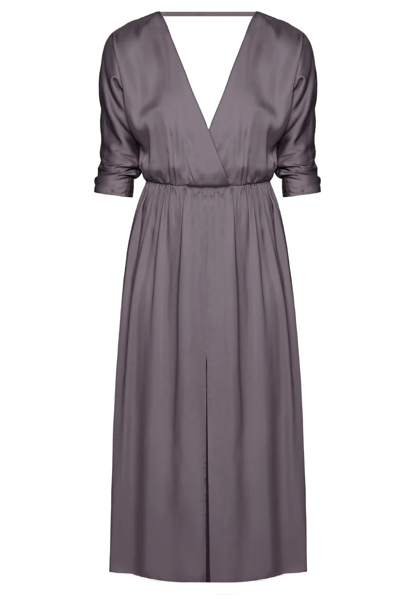 CIARA oversized kimono sleeve midi dress in dark grey - Image 5