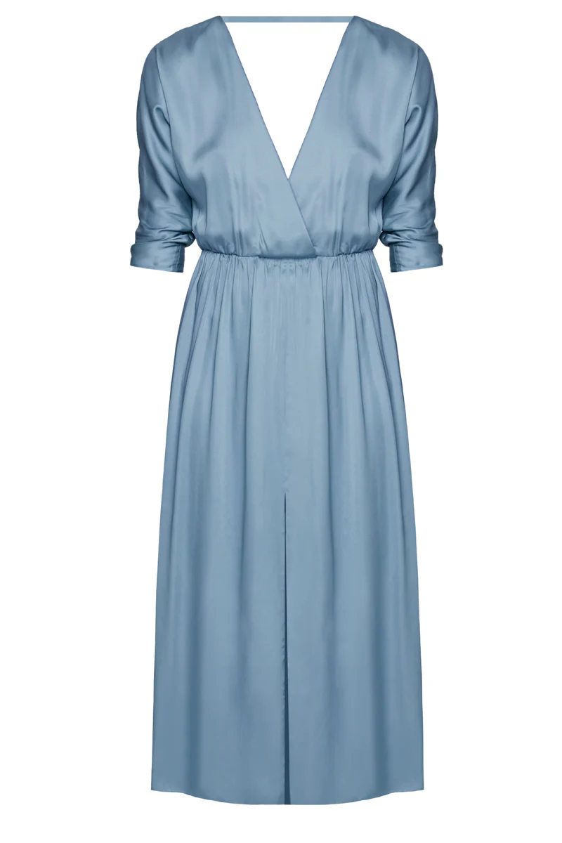 CIARA oversized kimono sleeve midi dress in stone blue - Image 5