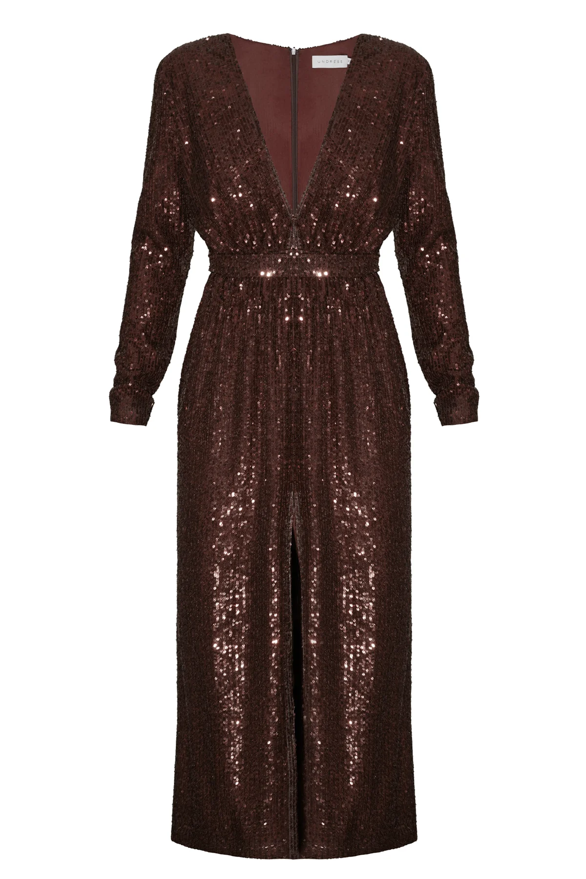 CLARA dark brown sequin midi dress - Image 4