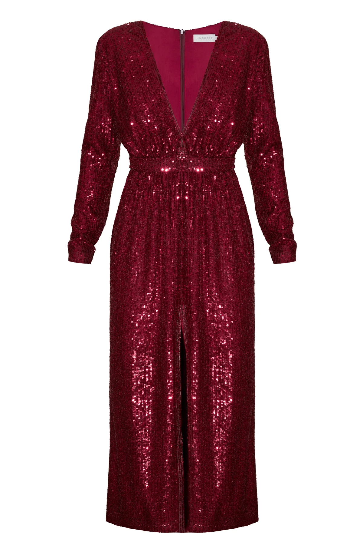CLARA dark red sequin midi evening dress - Image 5