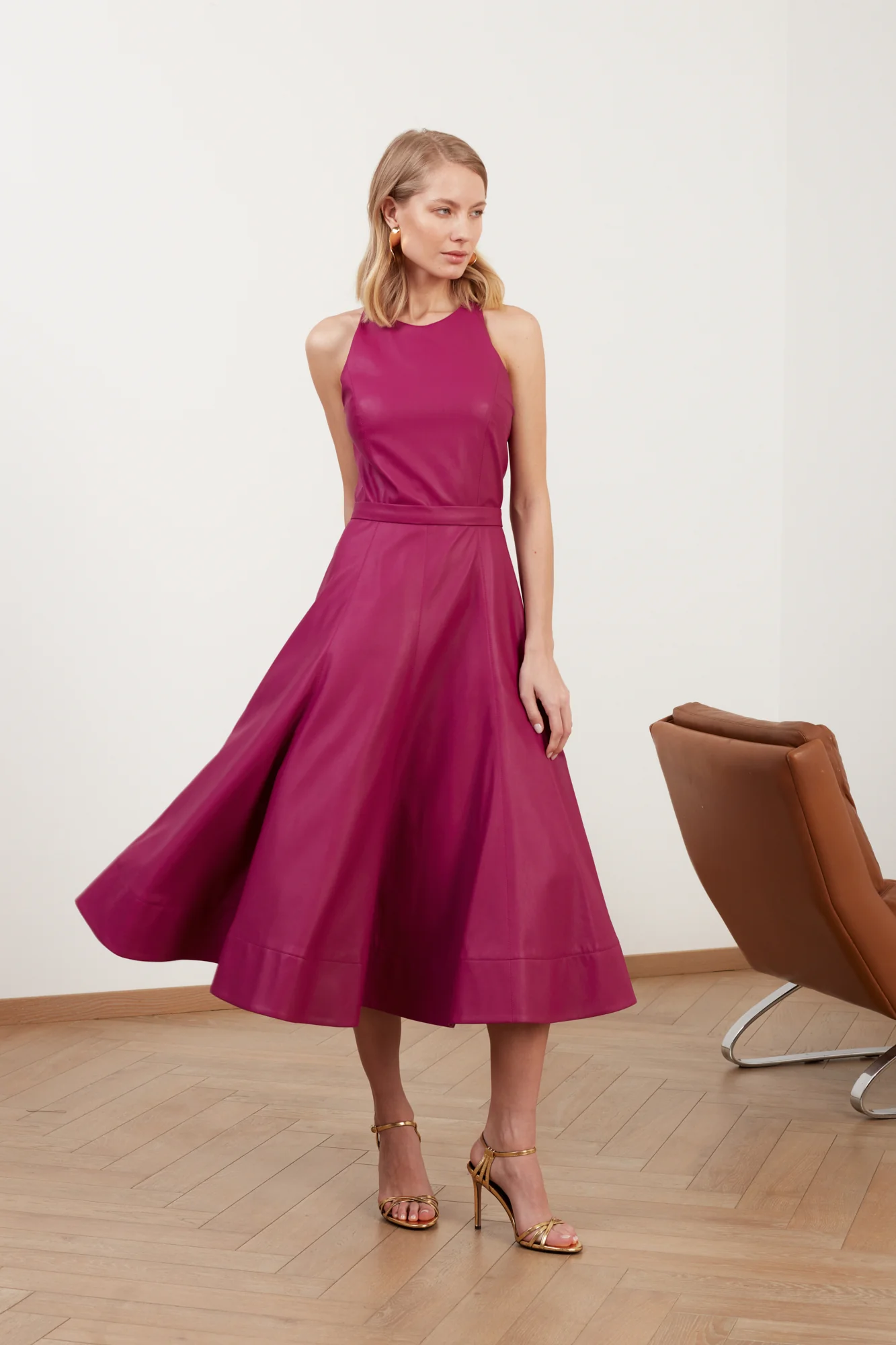 AVALON fuchsia pink faux leather cocktail dress - Image 4