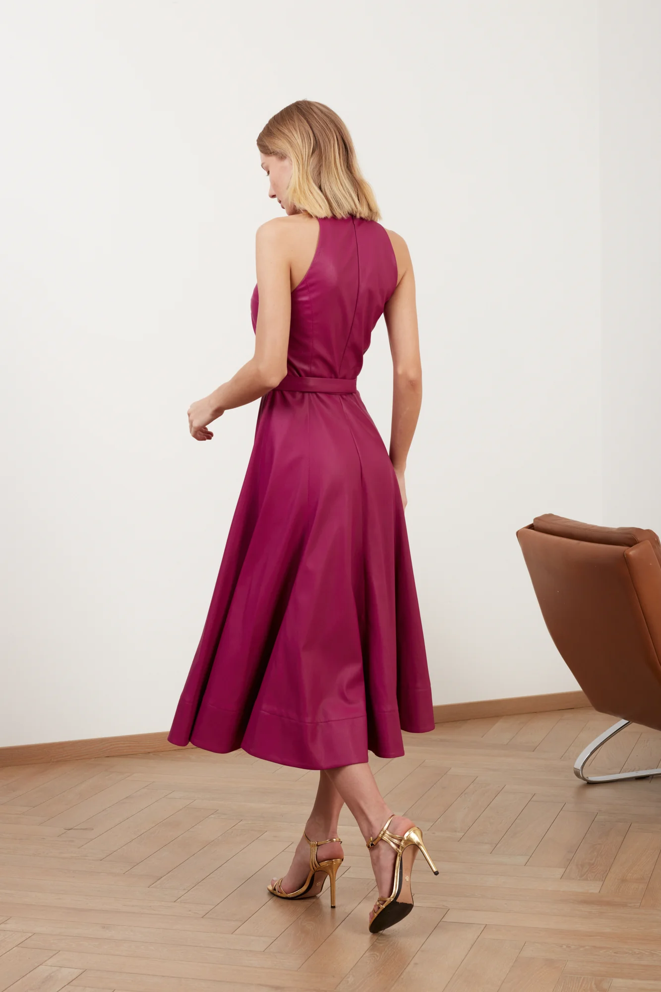 AVALON fuchsia pink faux leather cocktail dress - Image 5