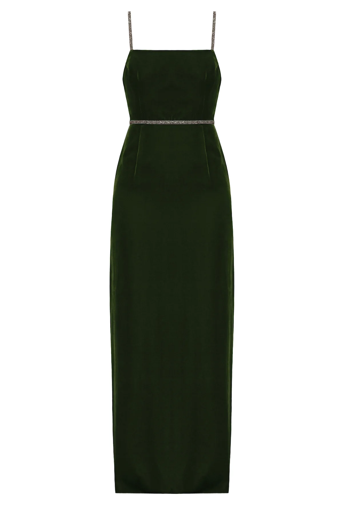 ENIGMA dark green maxi velvet dress - Image 5