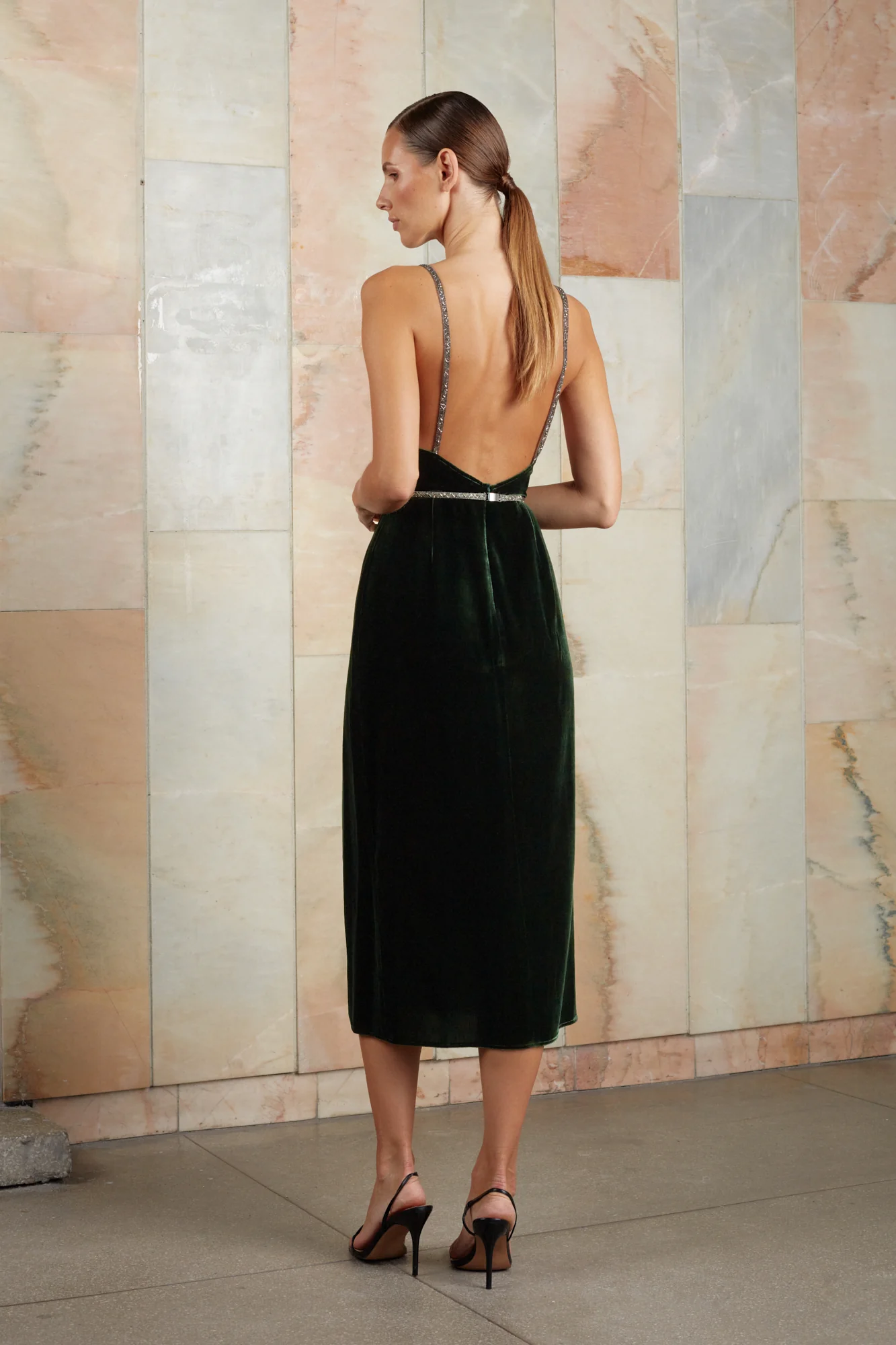 AMYA dark green midi dress - Image 5