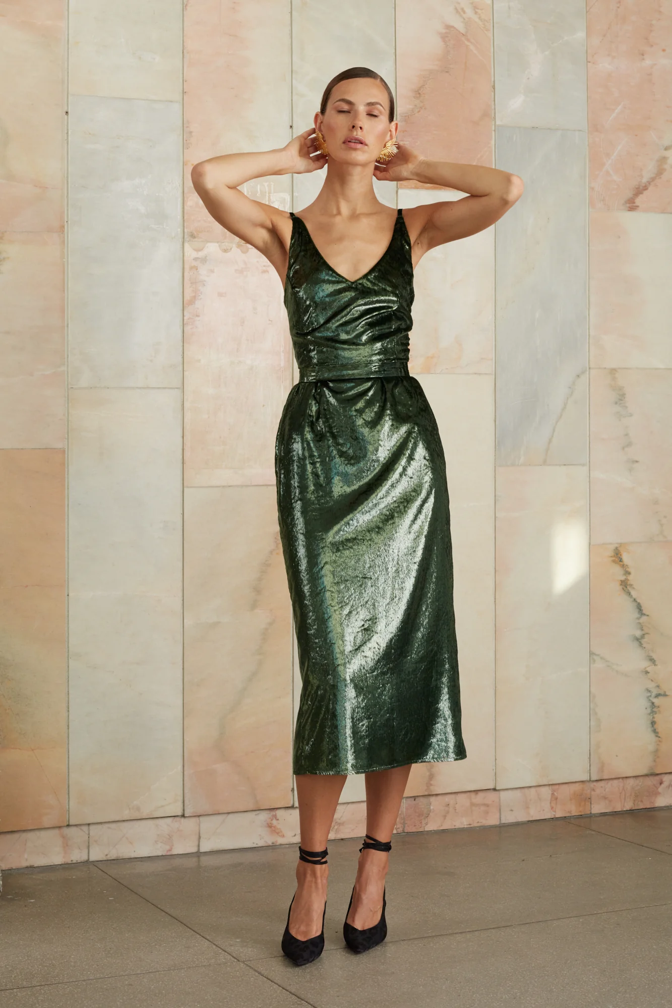ISLA dark green velvet dress - Image 2