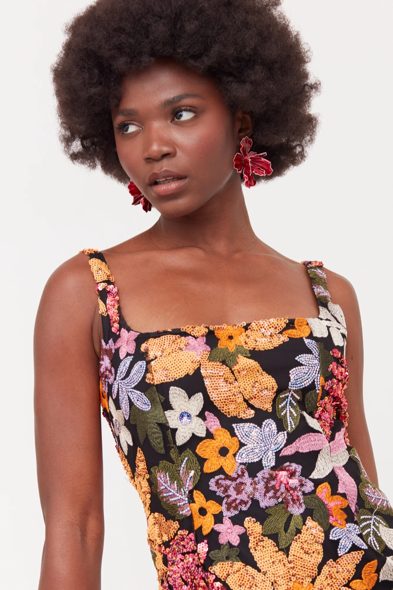 ESME Sequin Embroidered Blush & Apricot Mini Dress - Image 3
