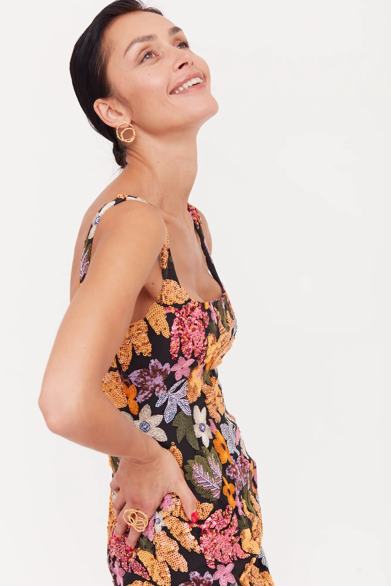 ESME Sequin Embroidered Blush & Apricot Mini Dress - Image 5