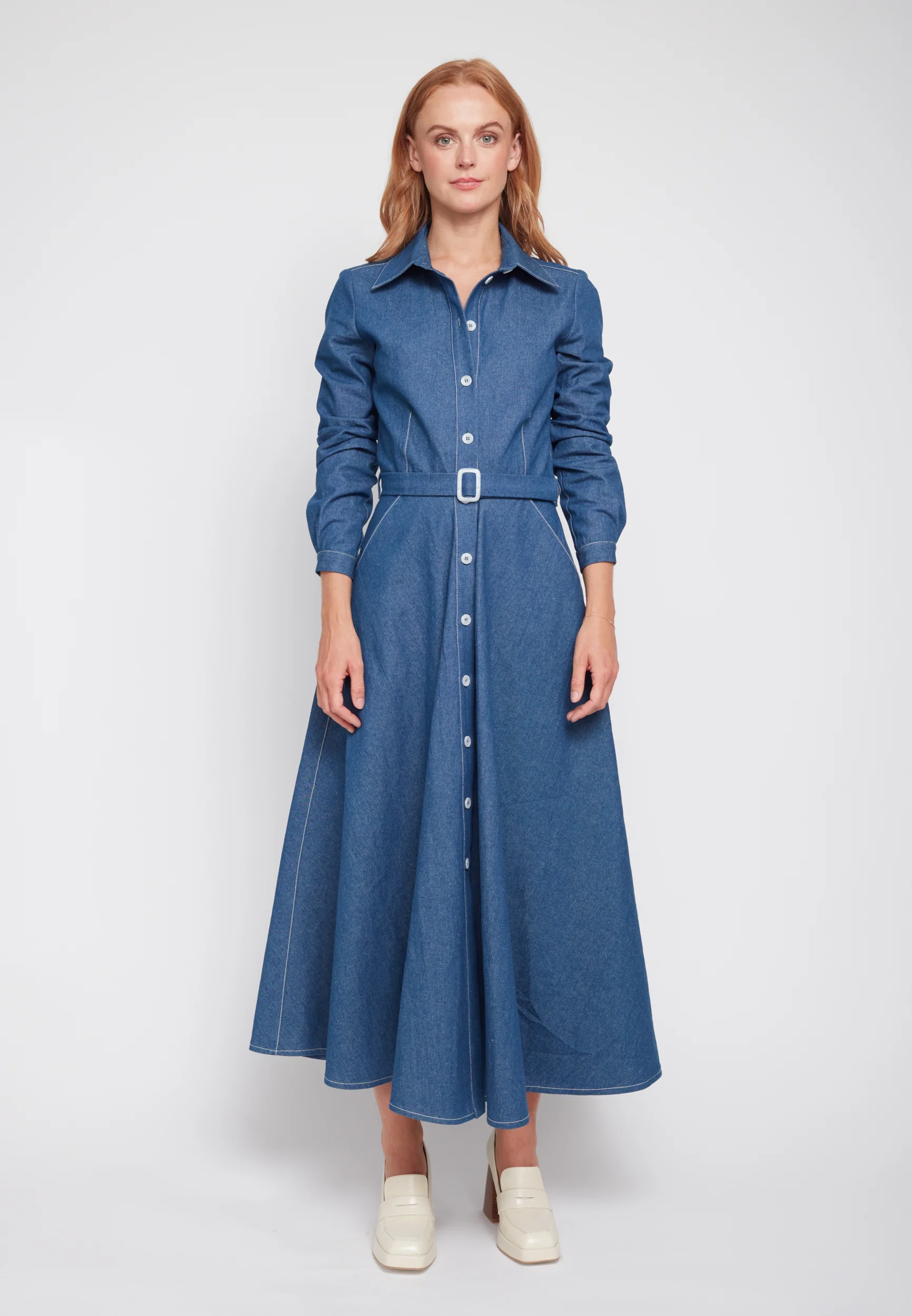 ESTI blue denim midi shirt dress - Image 10