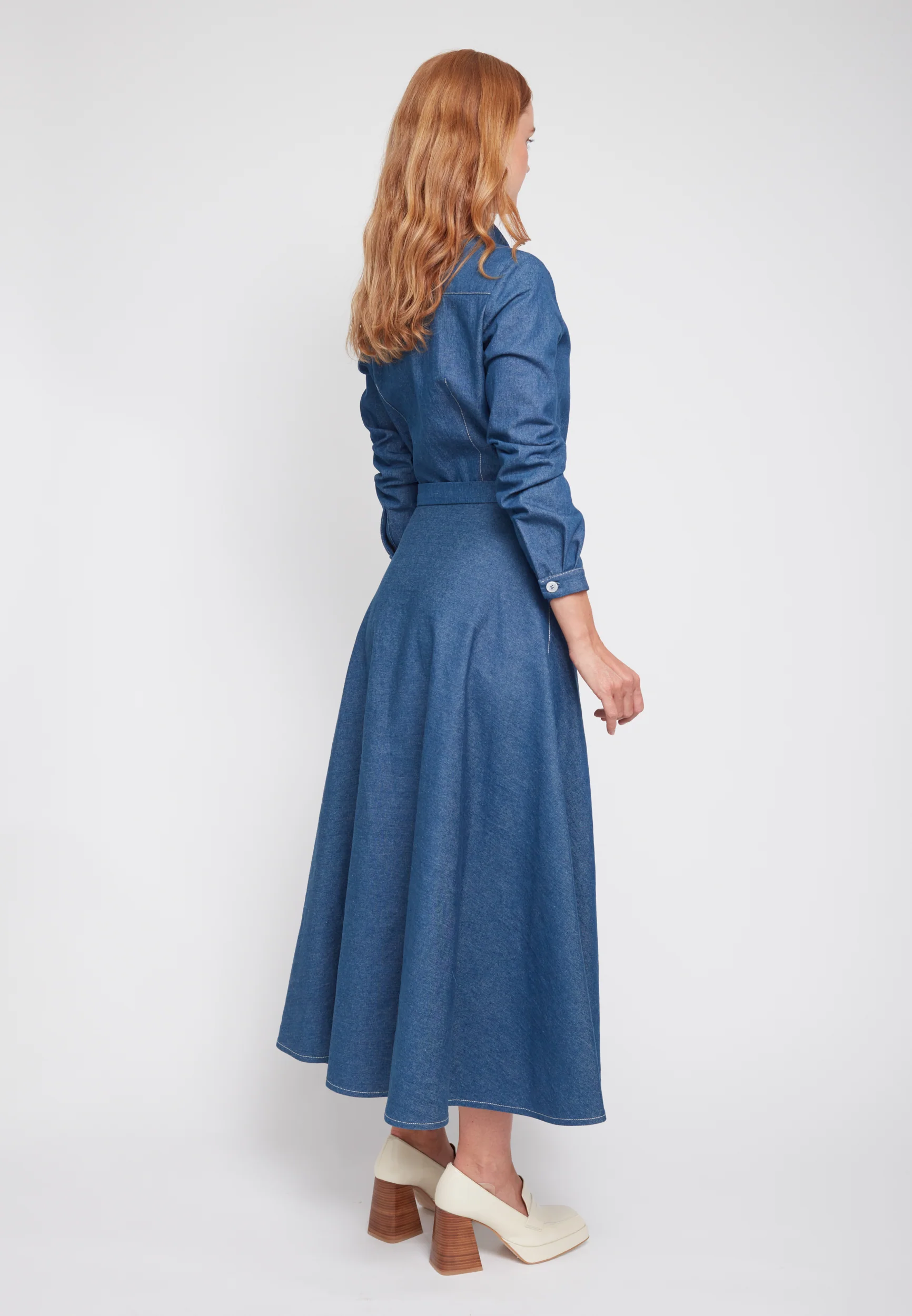 ESTI blue denim midi shirt dress - Image 11