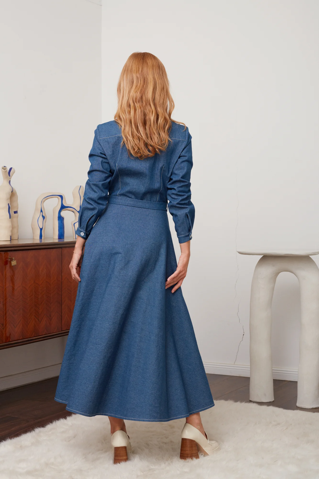 ESTI blue denim midi shirt dress - Image 6