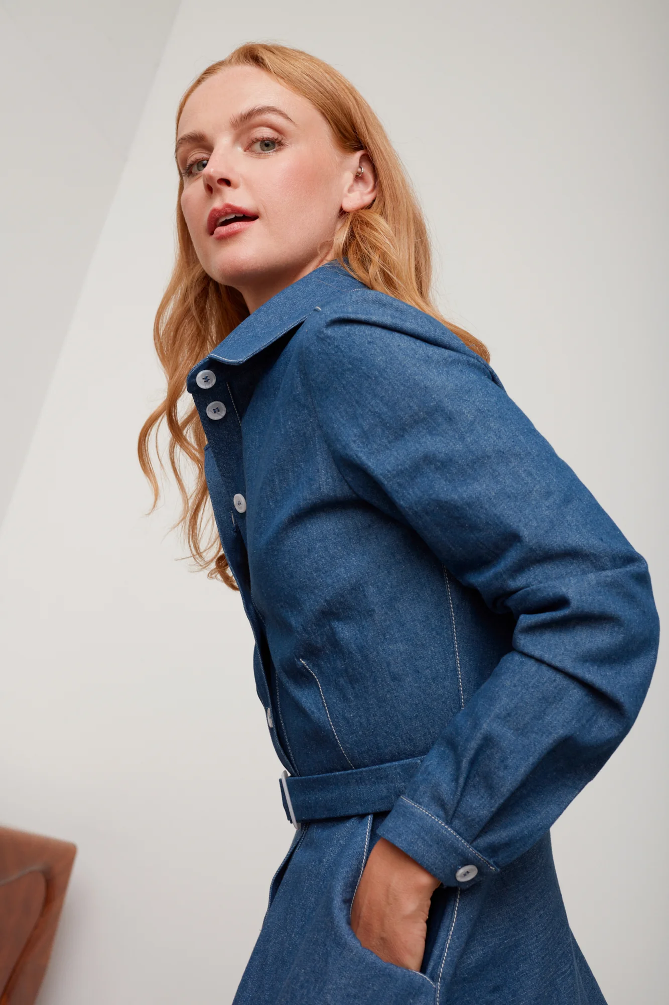 ESTI blue denim midi shirt dress - Image 7