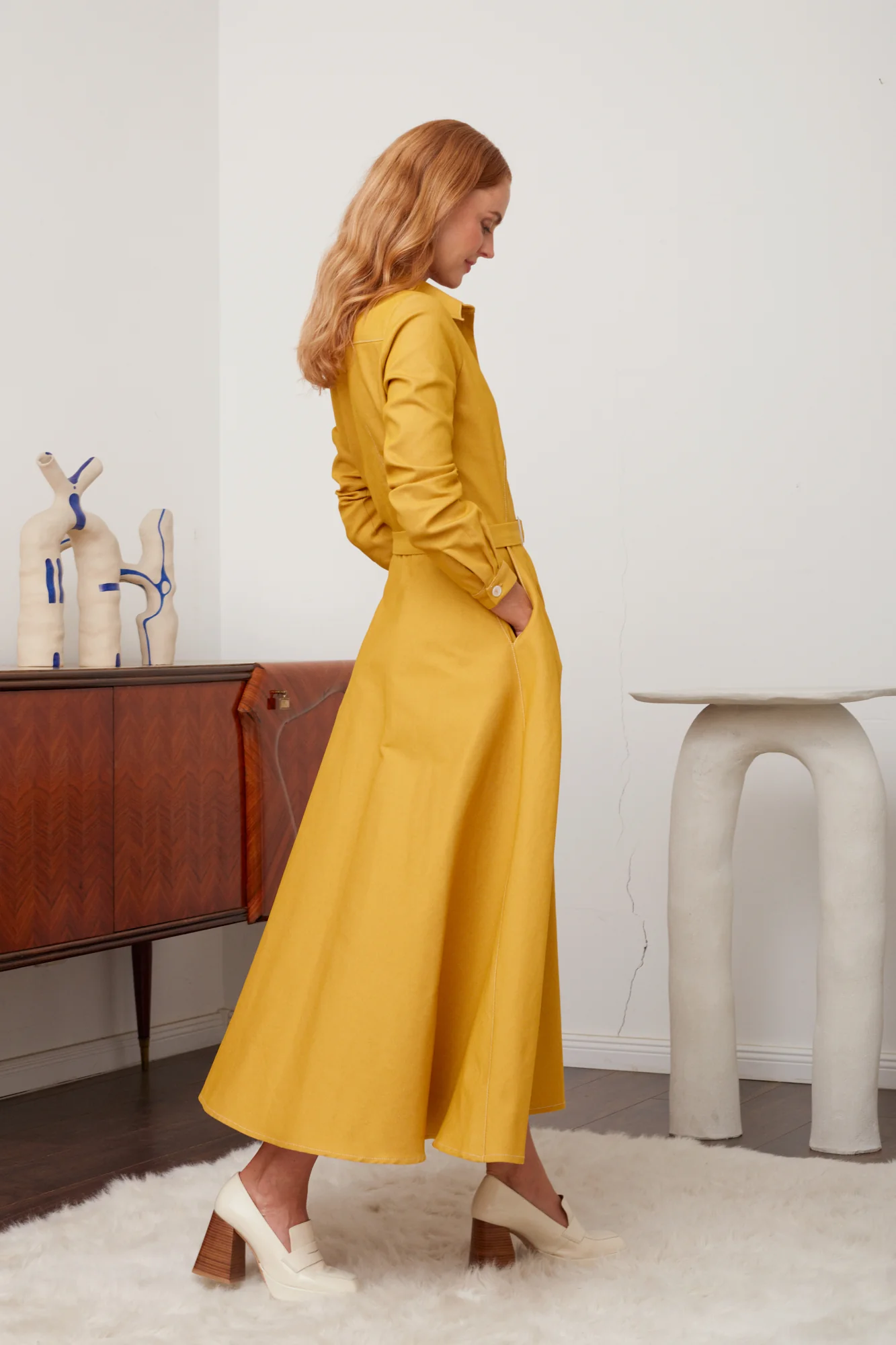 ESTI classy yellow denim shirt dress - Image 3