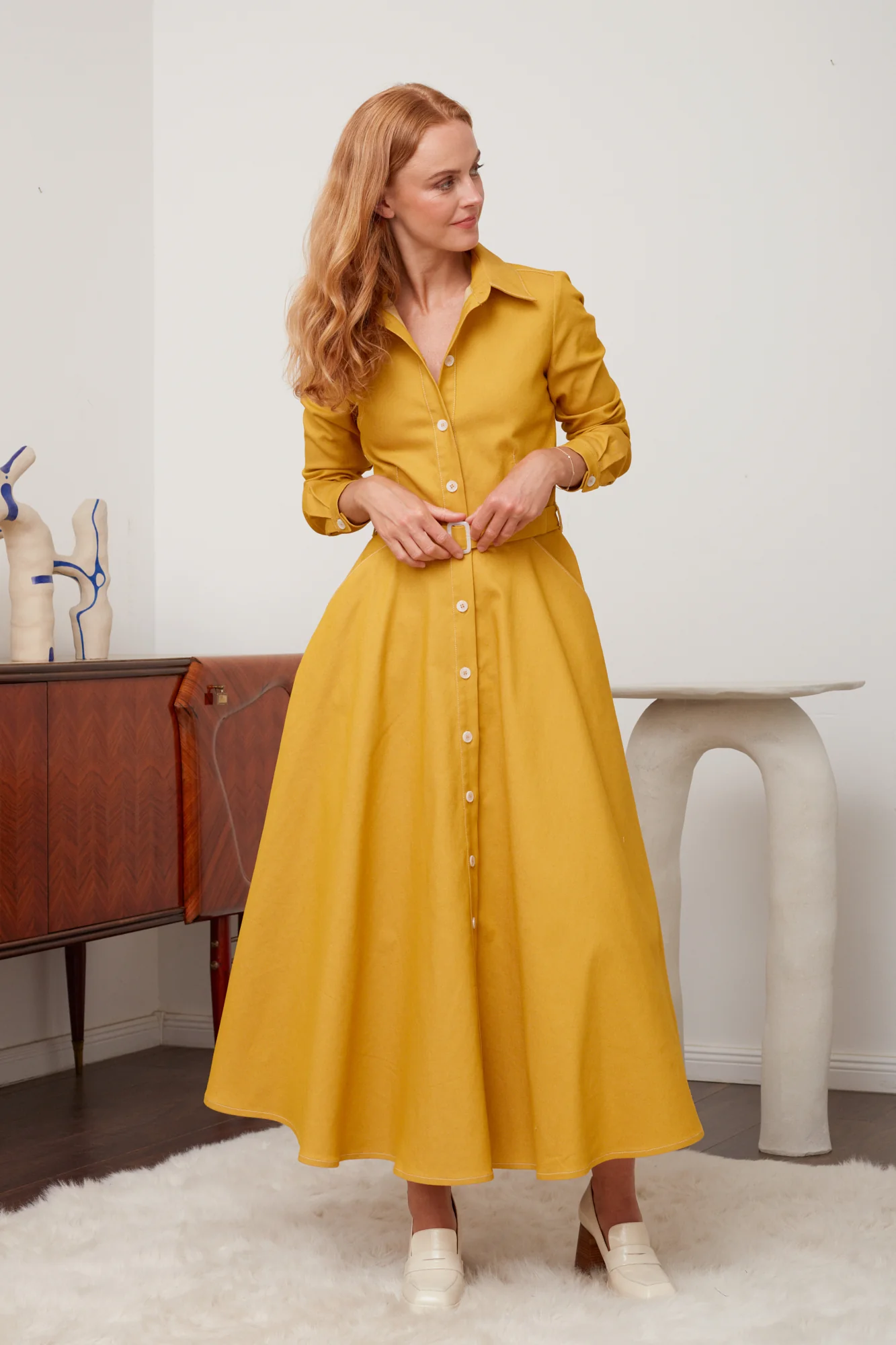 ESTI classy yellow denim shirt dress - Image 4
