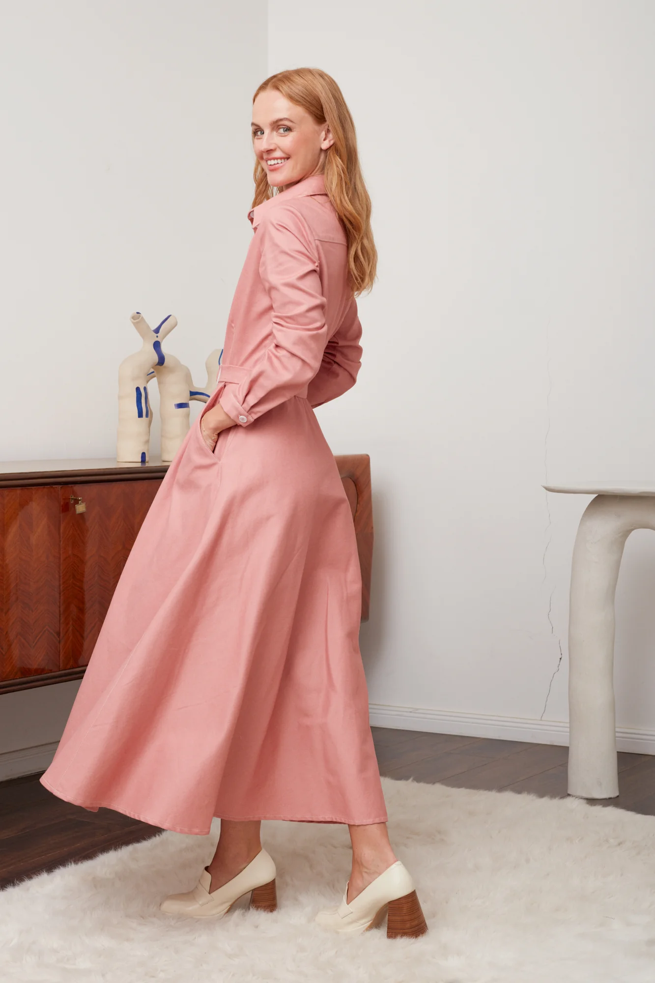 ESTI pastel pink denim shirt dress - Image 3