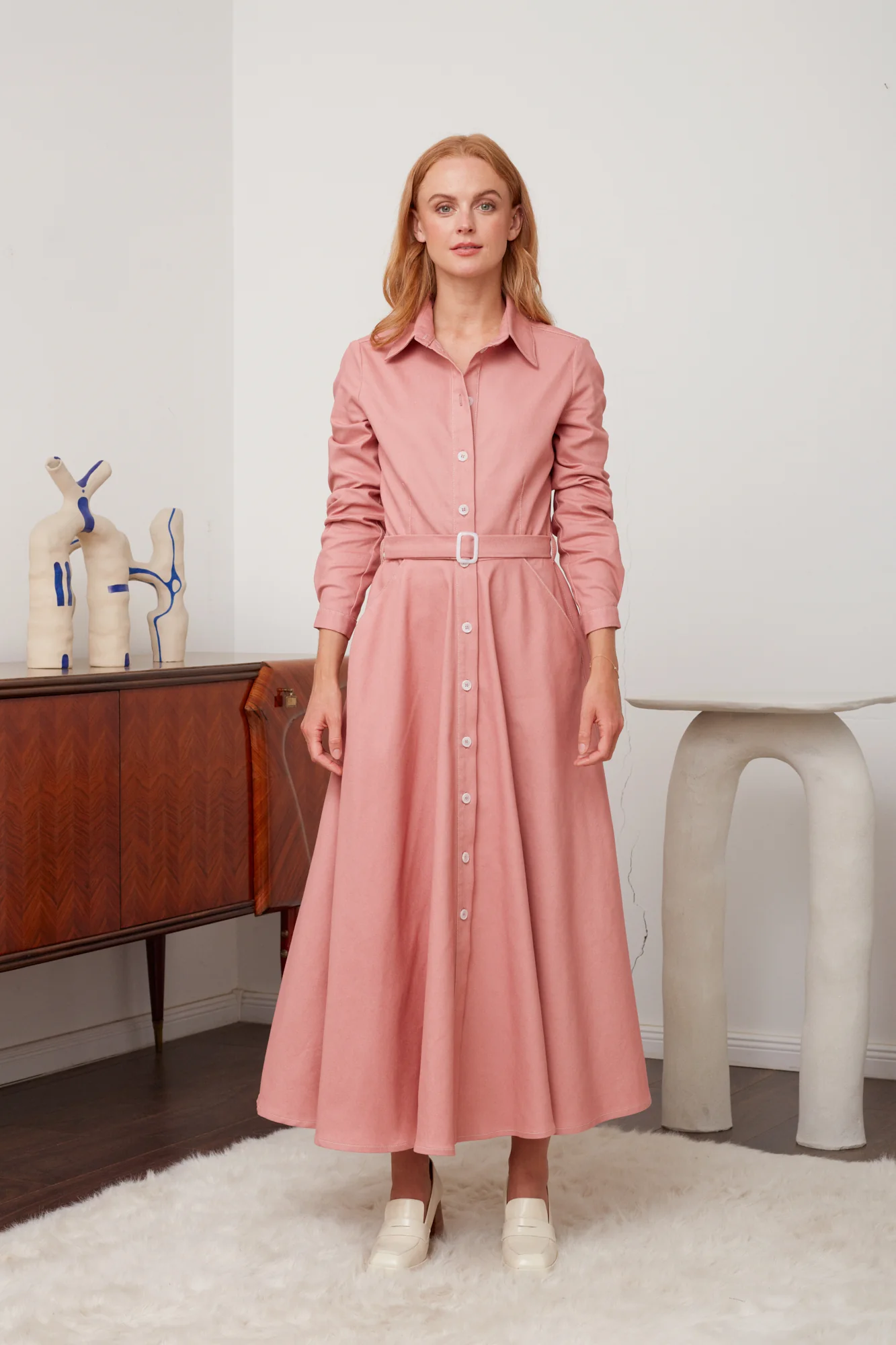 ESTI pastel pink denim shirt dress - Image 5