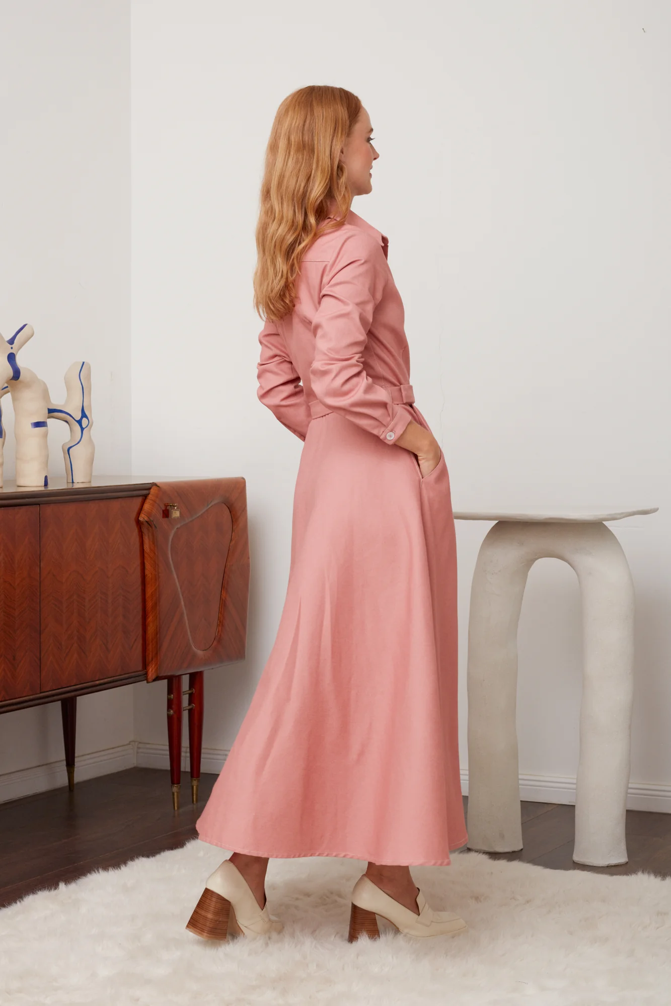 ESTI pastel pink denim shirt dress - Image 6
