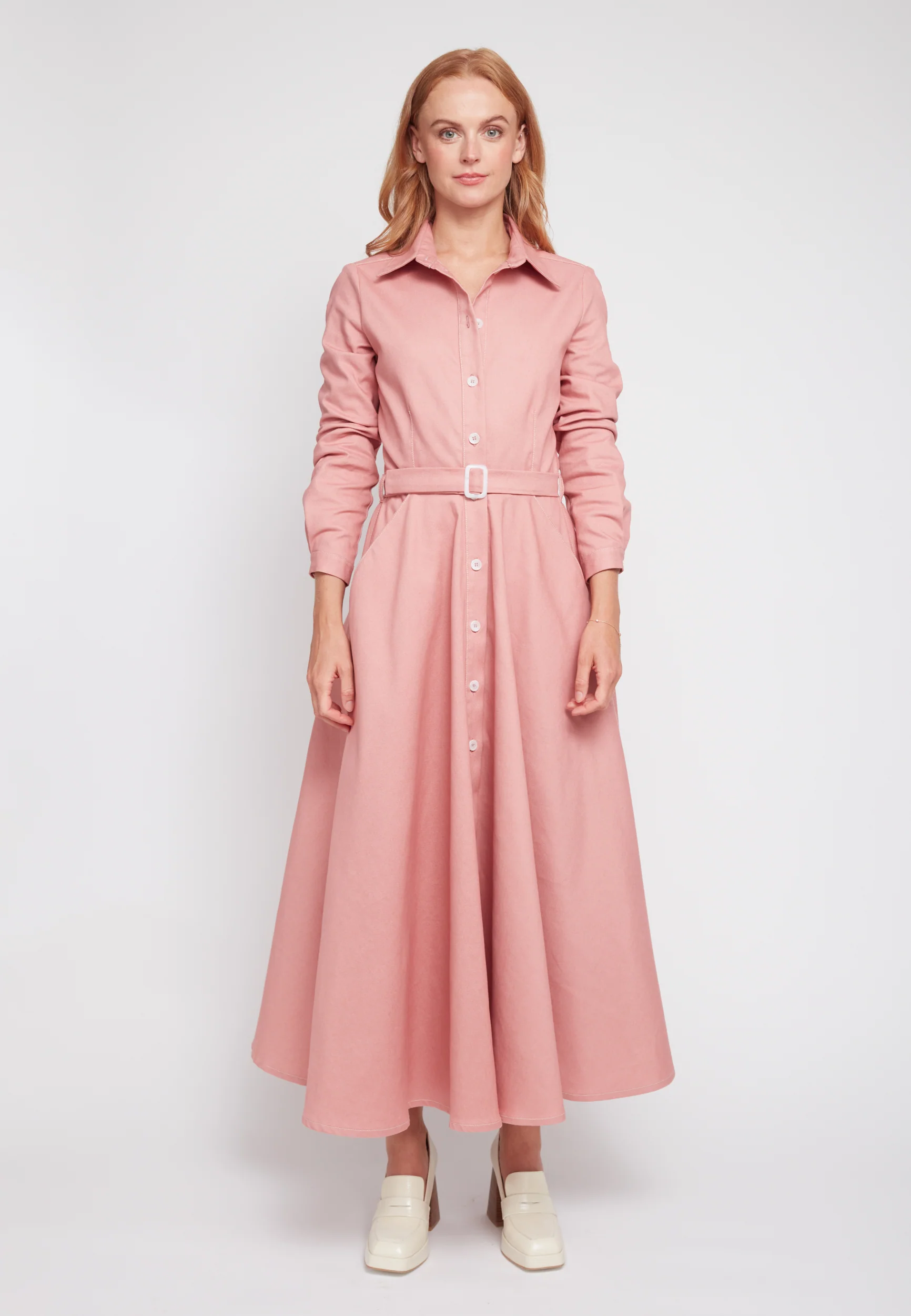 ESTI pastel pink denim shirt dress - Image 9