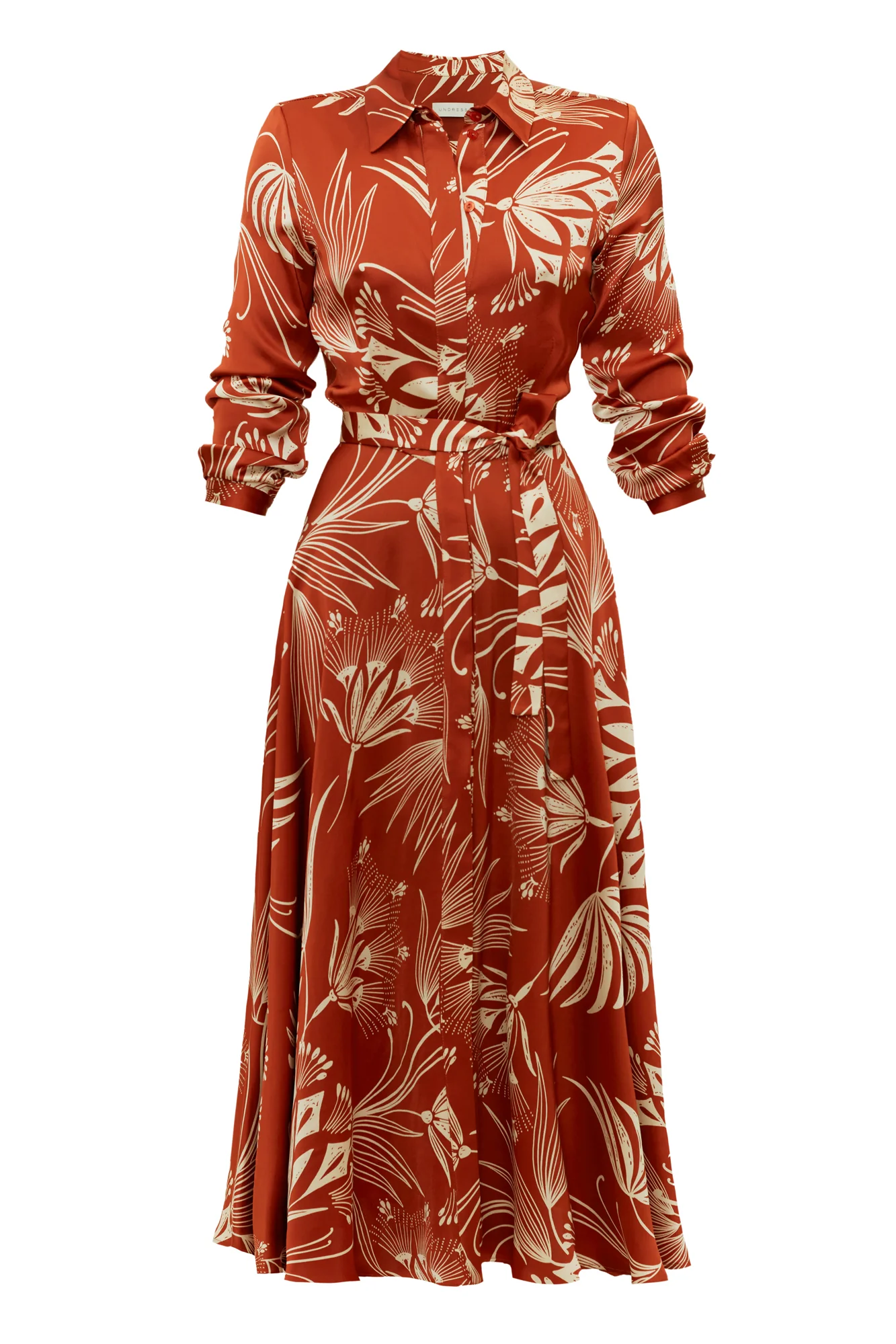 EVAN floral printed brown midi shirt dress - Image 7