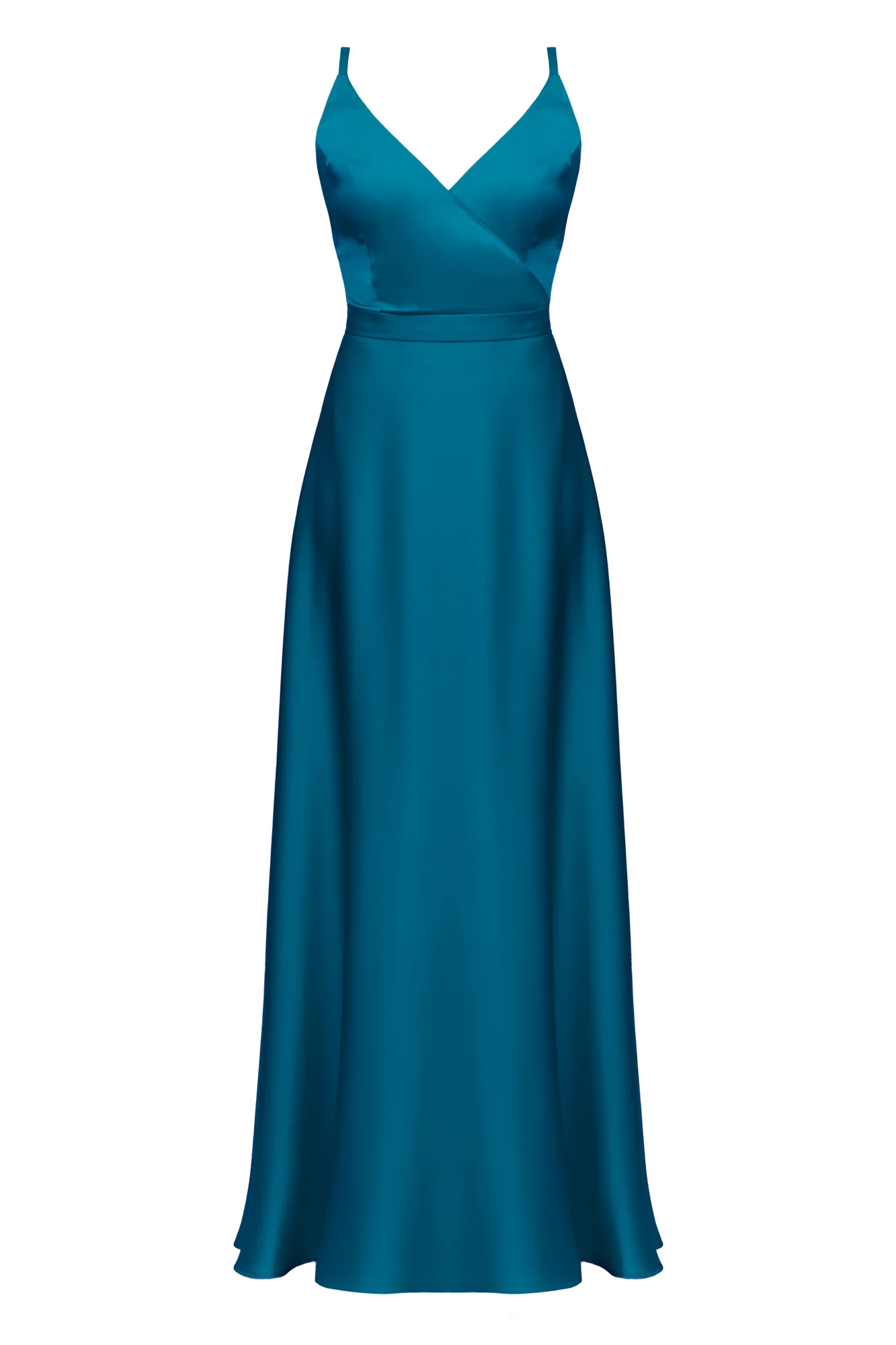 FREYA dark turquoise blue satin maxi evening dress - Image 7