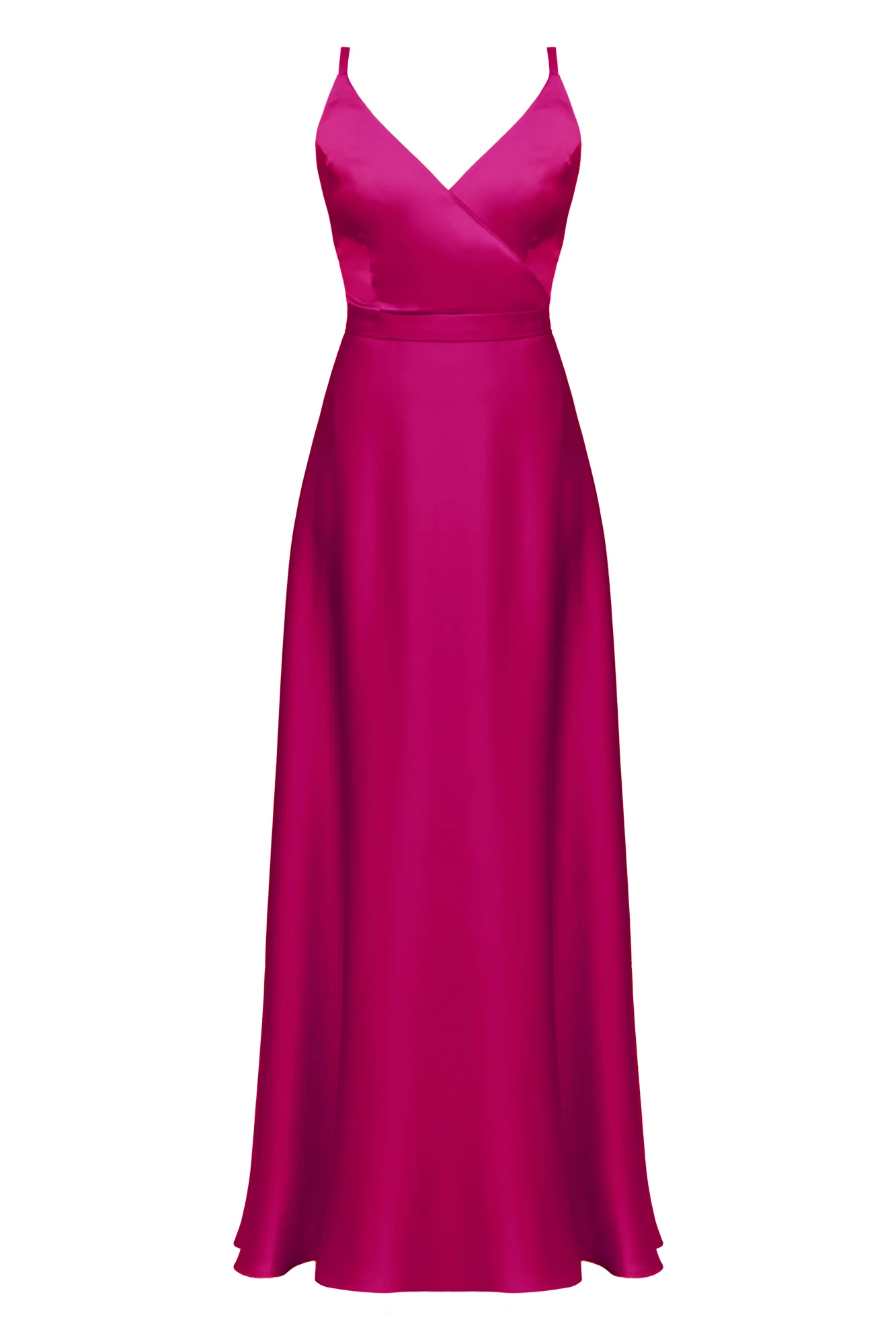 FREYA fuchsia pink satin long evening dress - Image 9