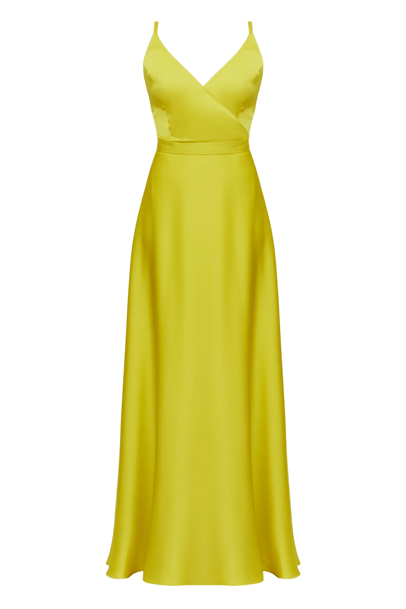FREYA lime green satin long evening gown - Image 9