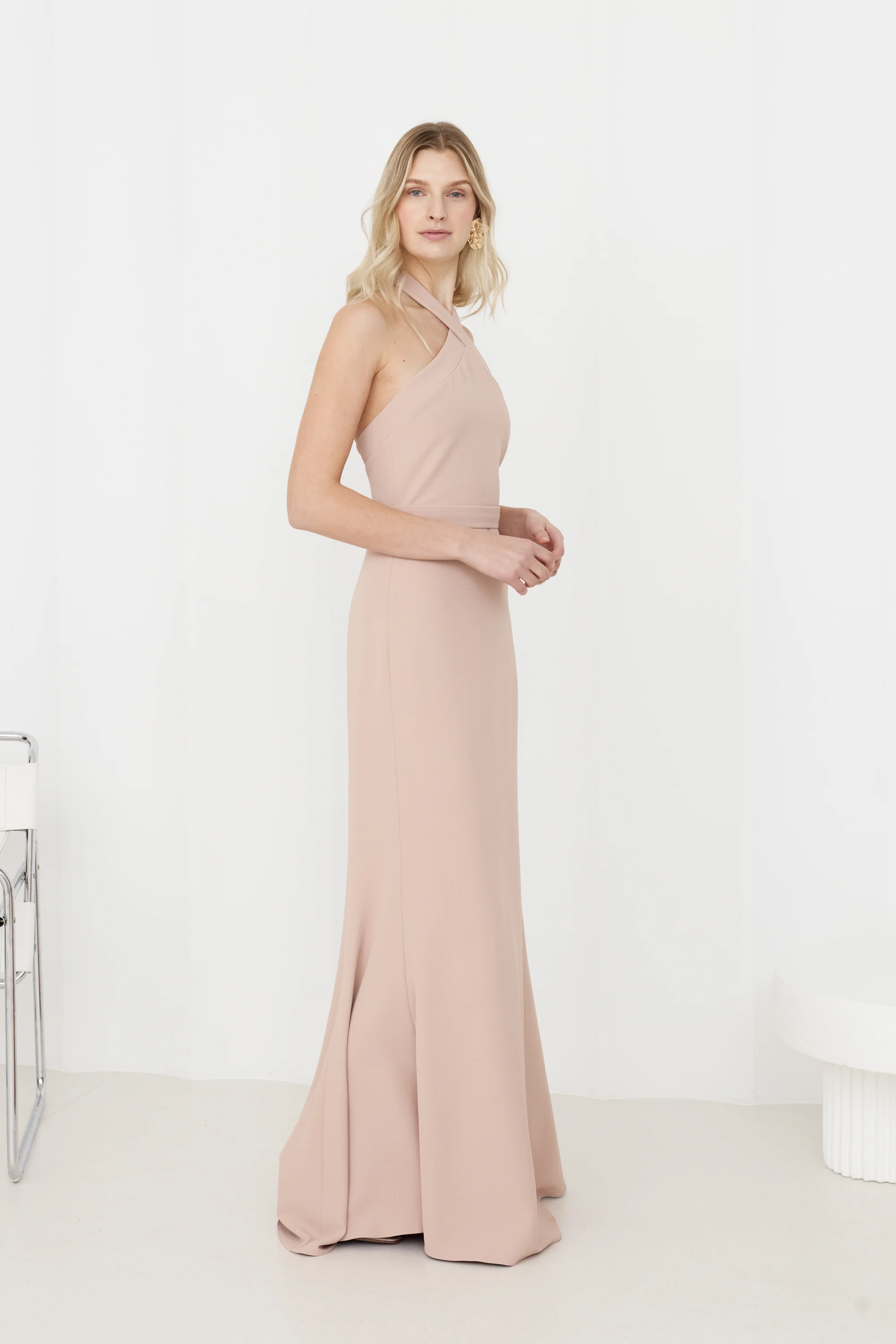 GISEL Dusty Rose Off-Shoulder Long Evening Dress - Image 2