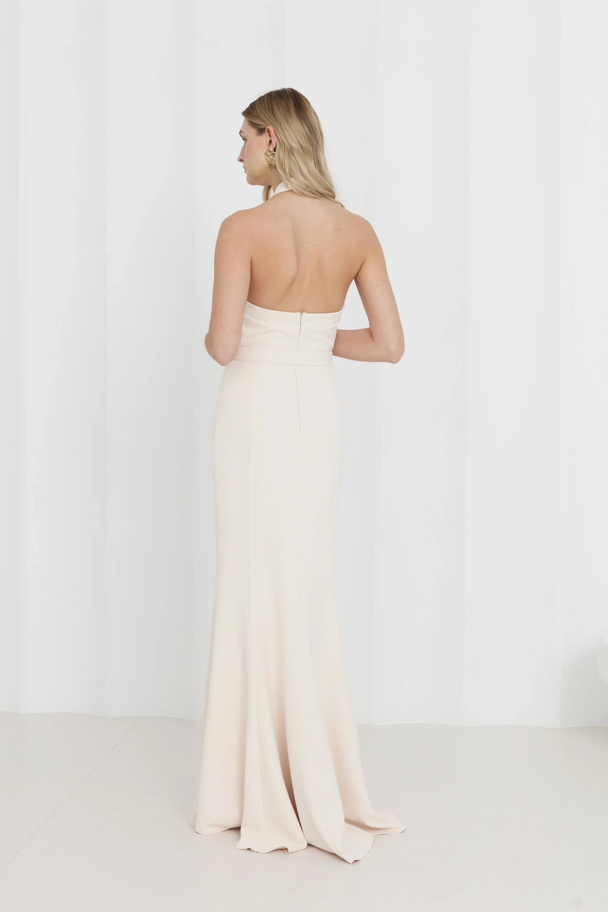 GISEL Cream Off-Shoulder Long Evening Dress - Image 3