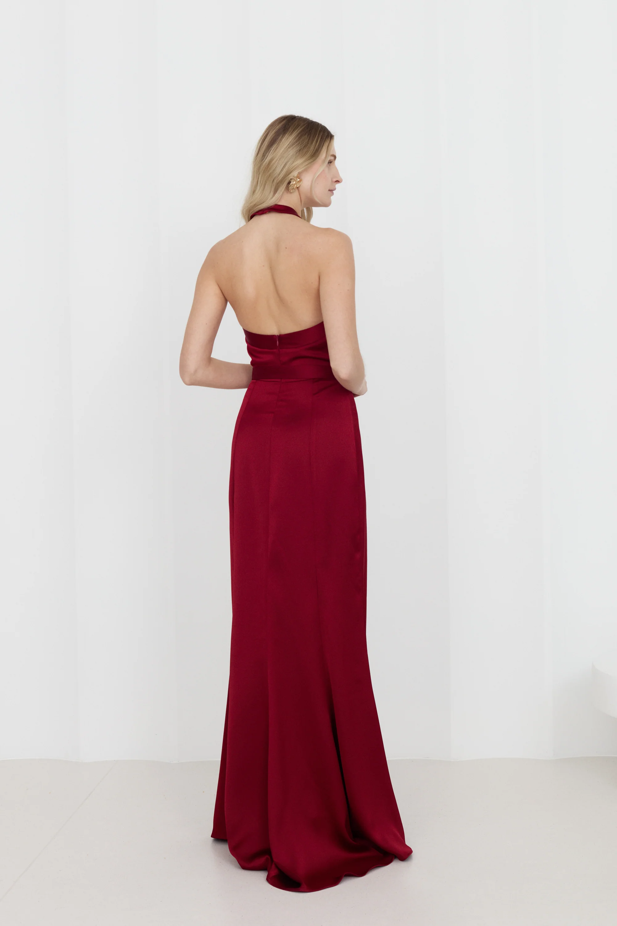 GISEL Red Halter Neck Long Evening Dress - Image 5