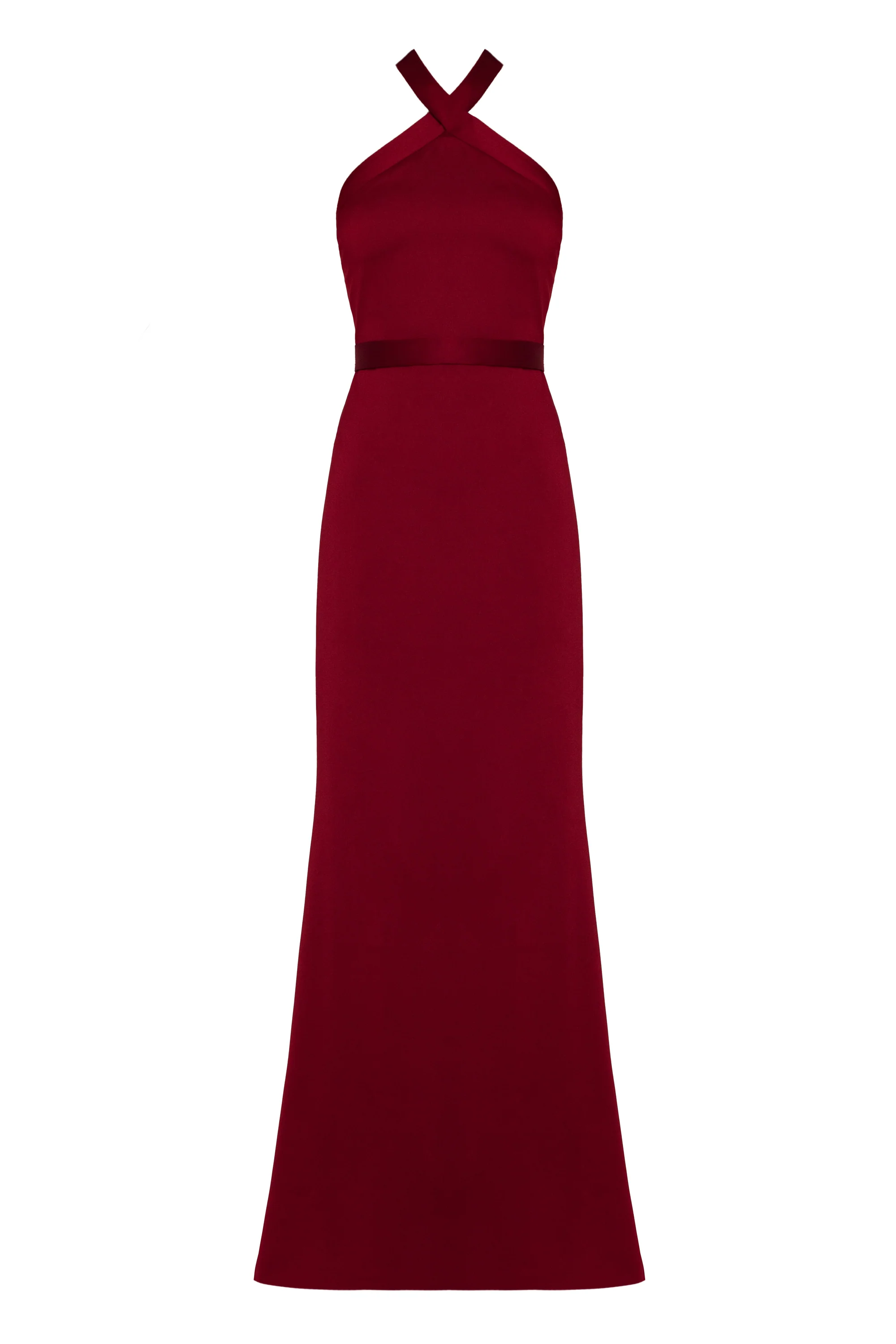 GISEL Red Halter Neck Long Evening Dress - Image 9