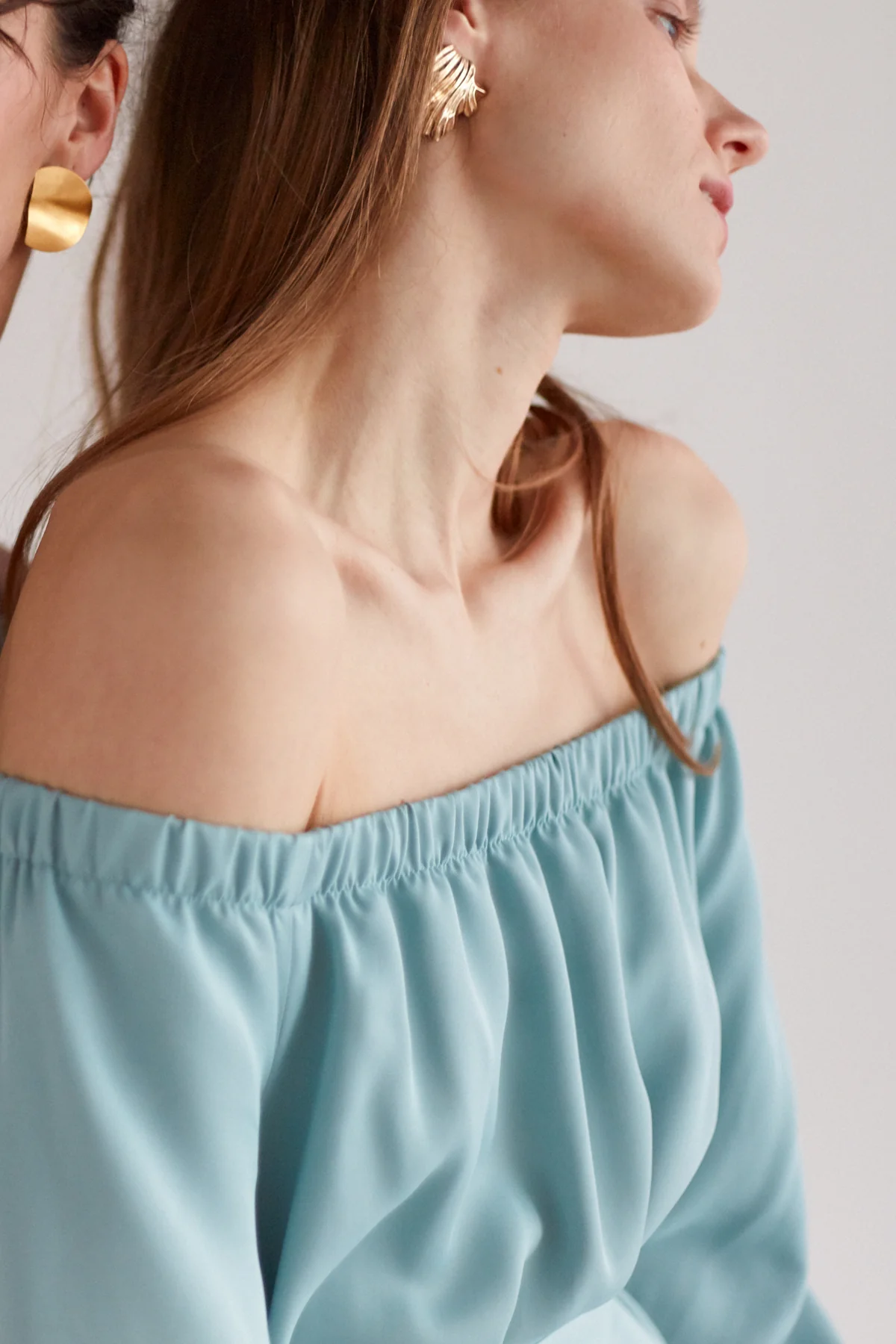GOYA off shoulder maxi dress in dusty blue - Image 5