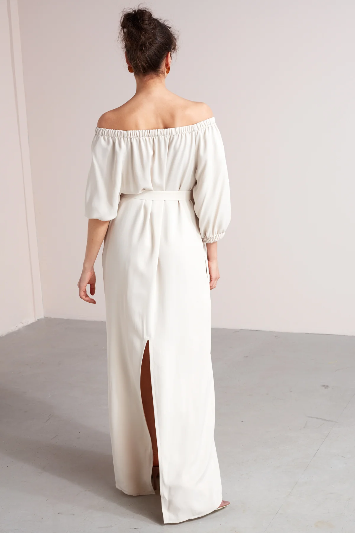 GOYA off shoulder maxi dress in pearl white - Image 3