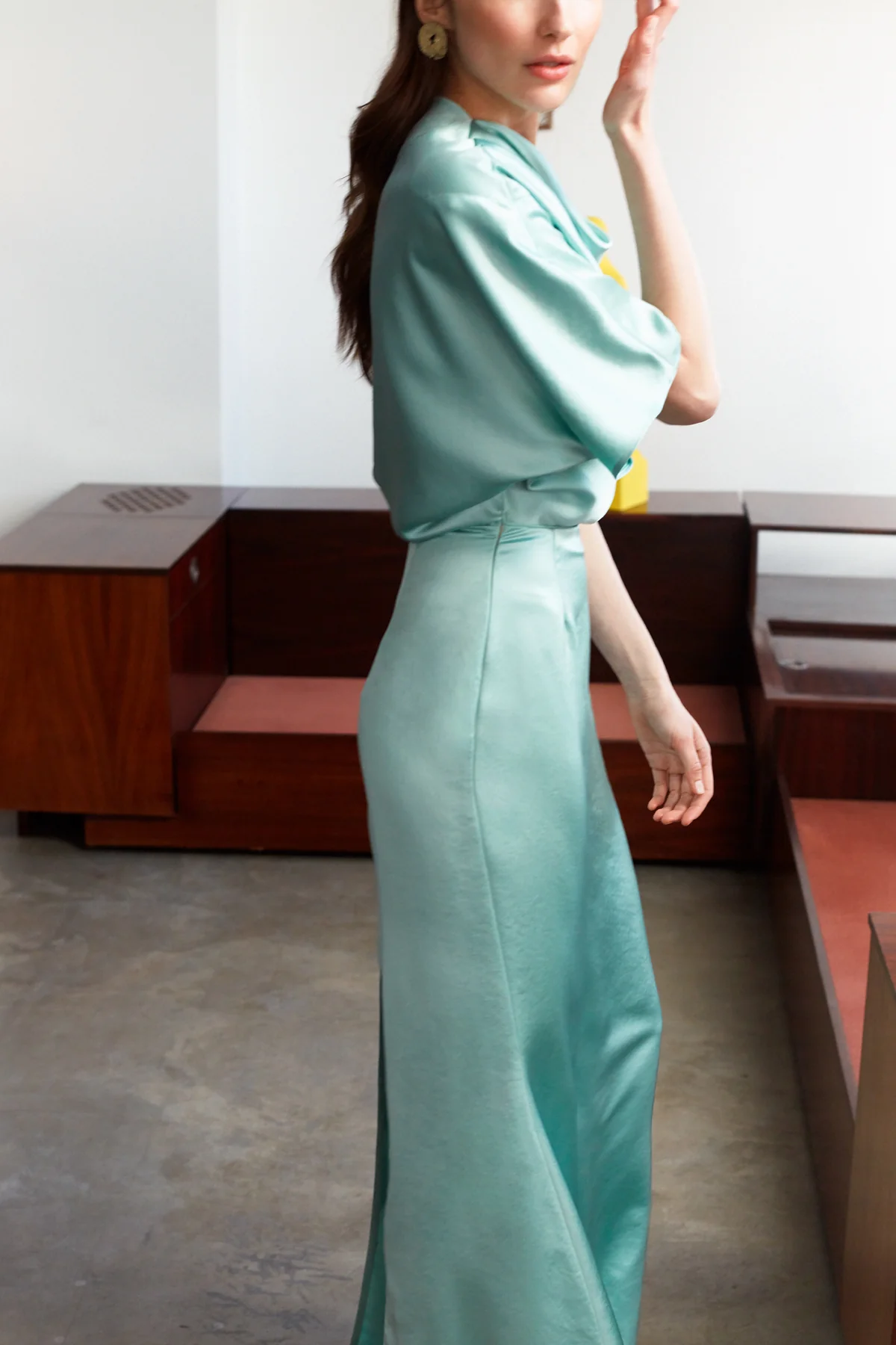 HELEN mint green asymmetric evening dress - Image 4